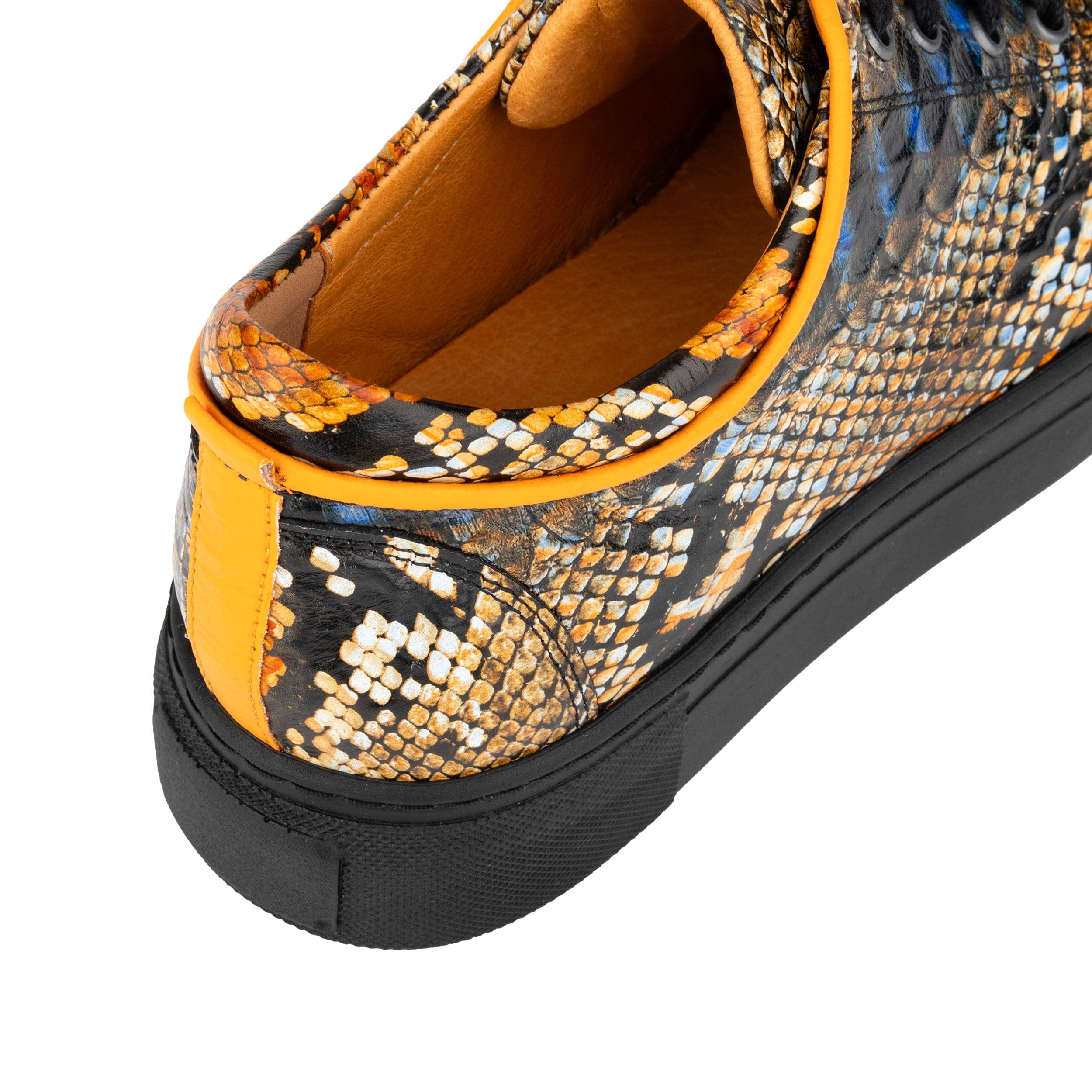 Camila - Black & Orange Snake - Women’s Chunky Leather Platform Trainer - Image 7