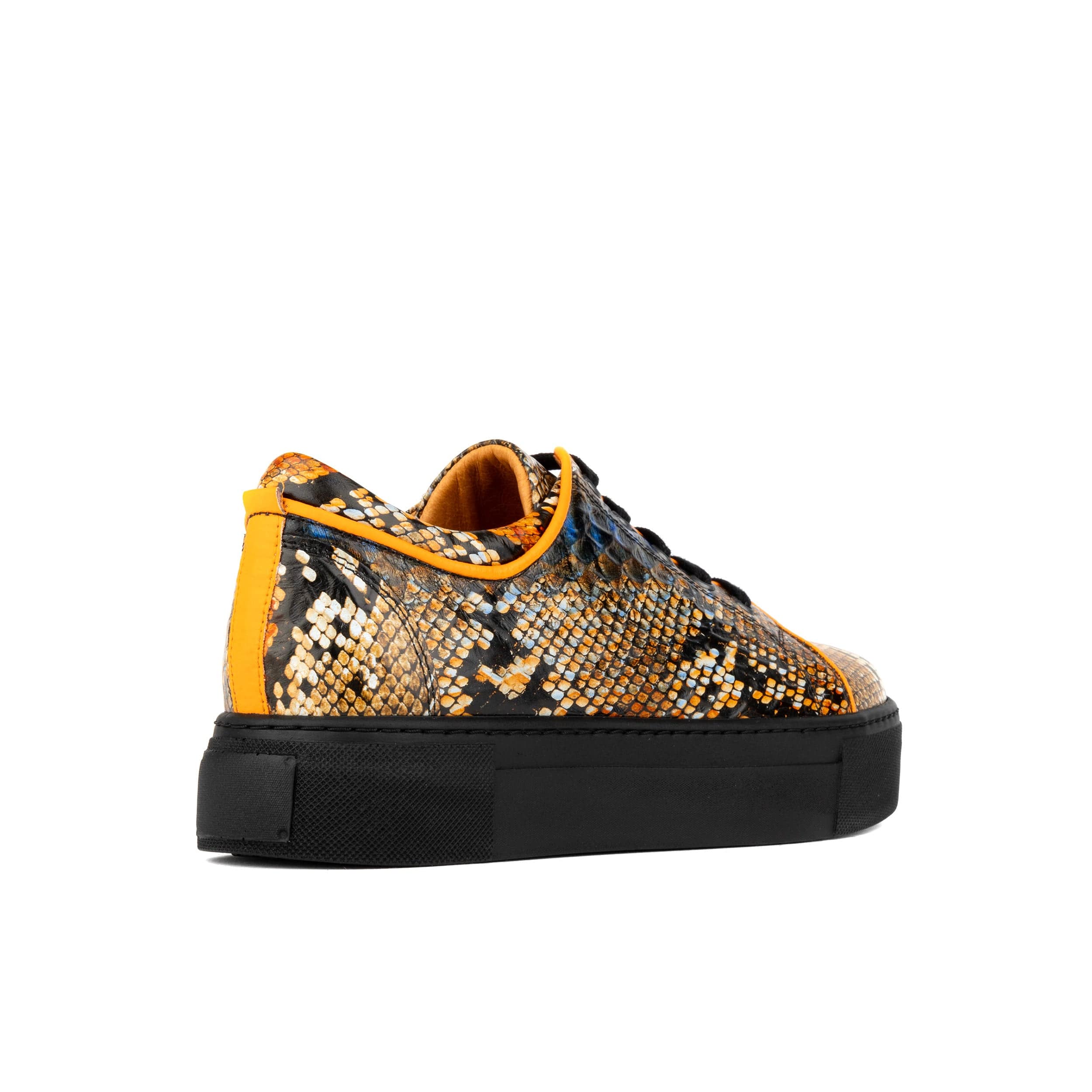 Camila - Black & Orange Snake - Women’s Chunky Leather Platform Trainer - Image 8