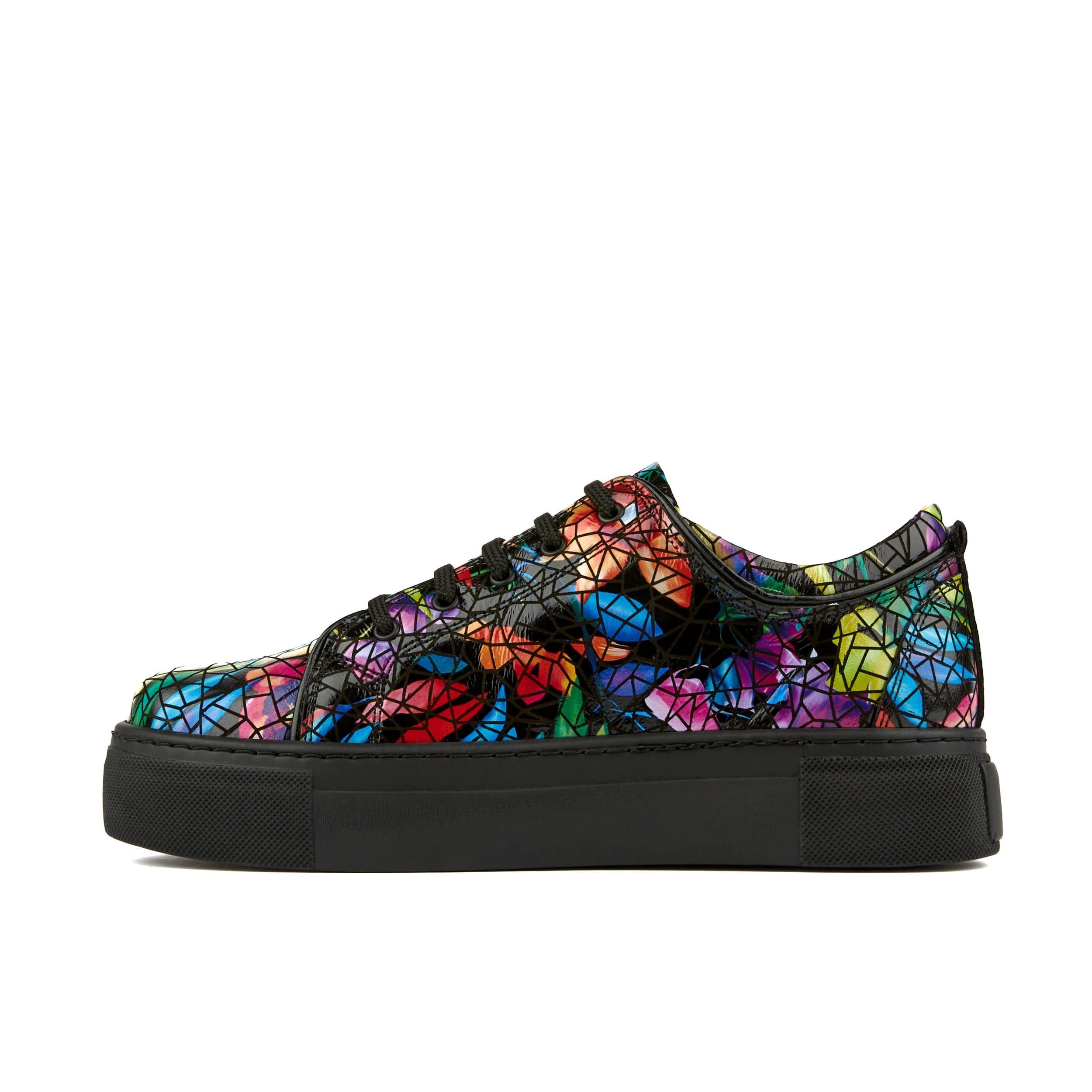 Camila - Dark Tropical - Women's platform sole leather lace-up trainer - Image 3