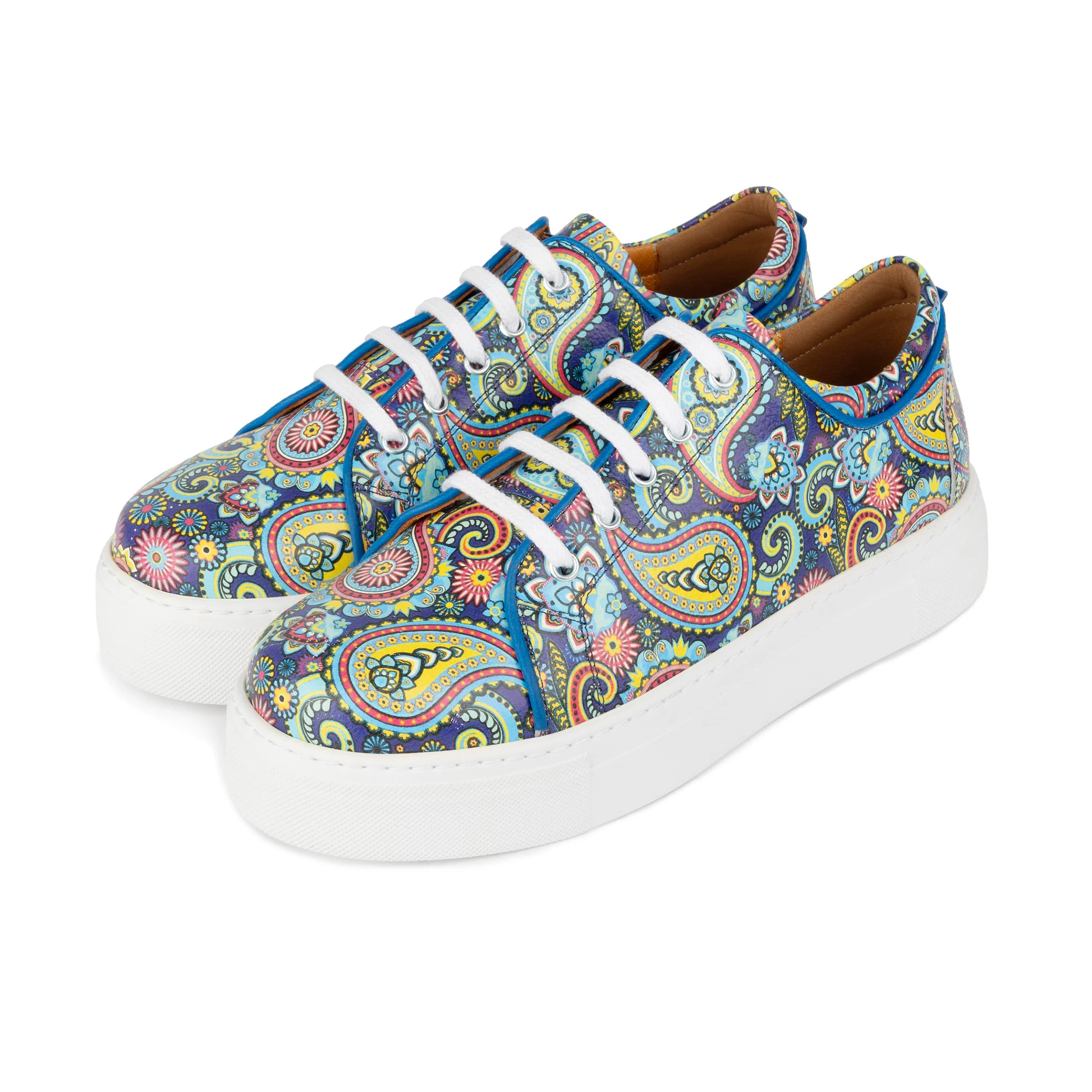 Camila - Festival Blue - Women’s Chunky Leather Platform Trainer - Image 10