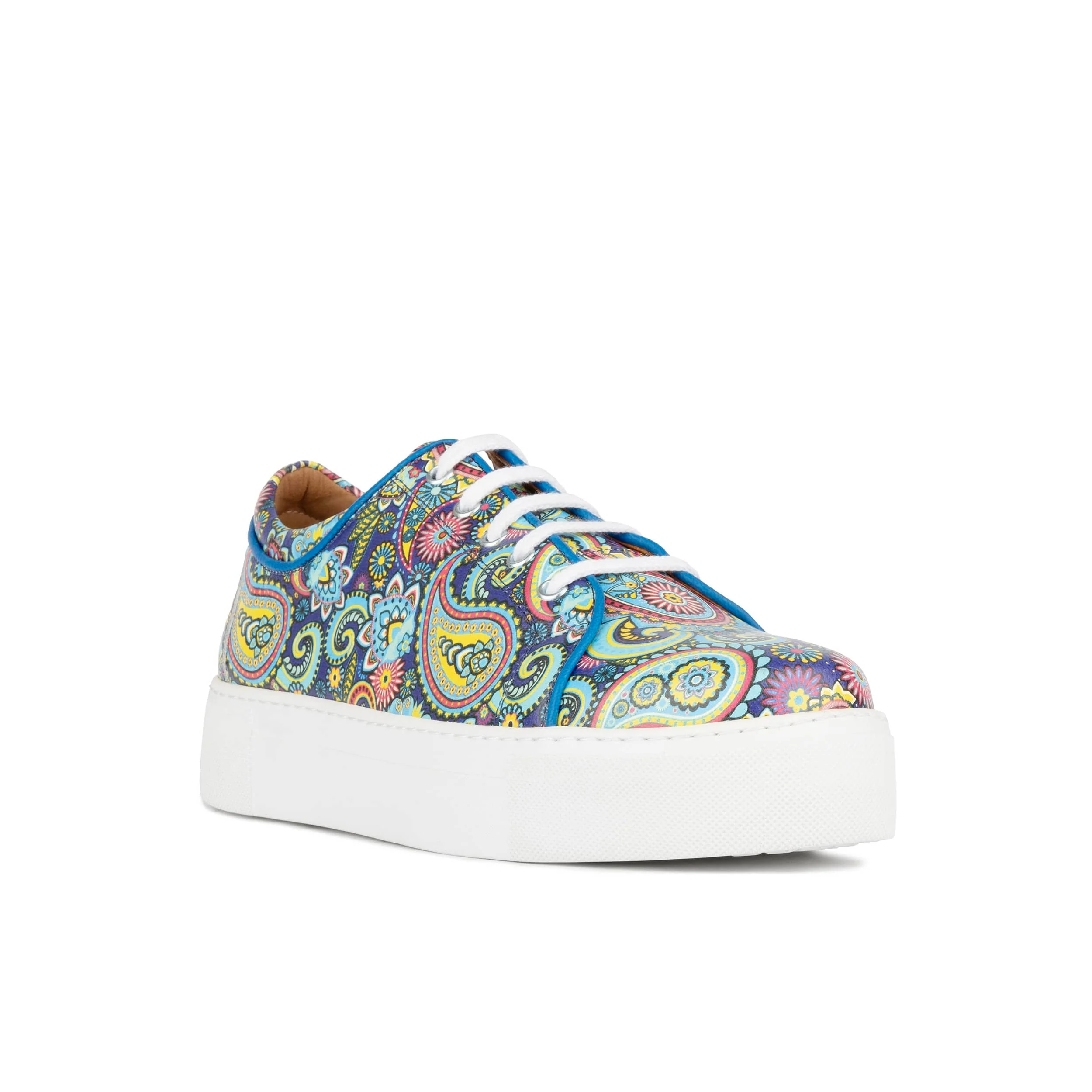Camila - Festival Blue - Women’s Chunky Leather Platform Trainer - Image 3