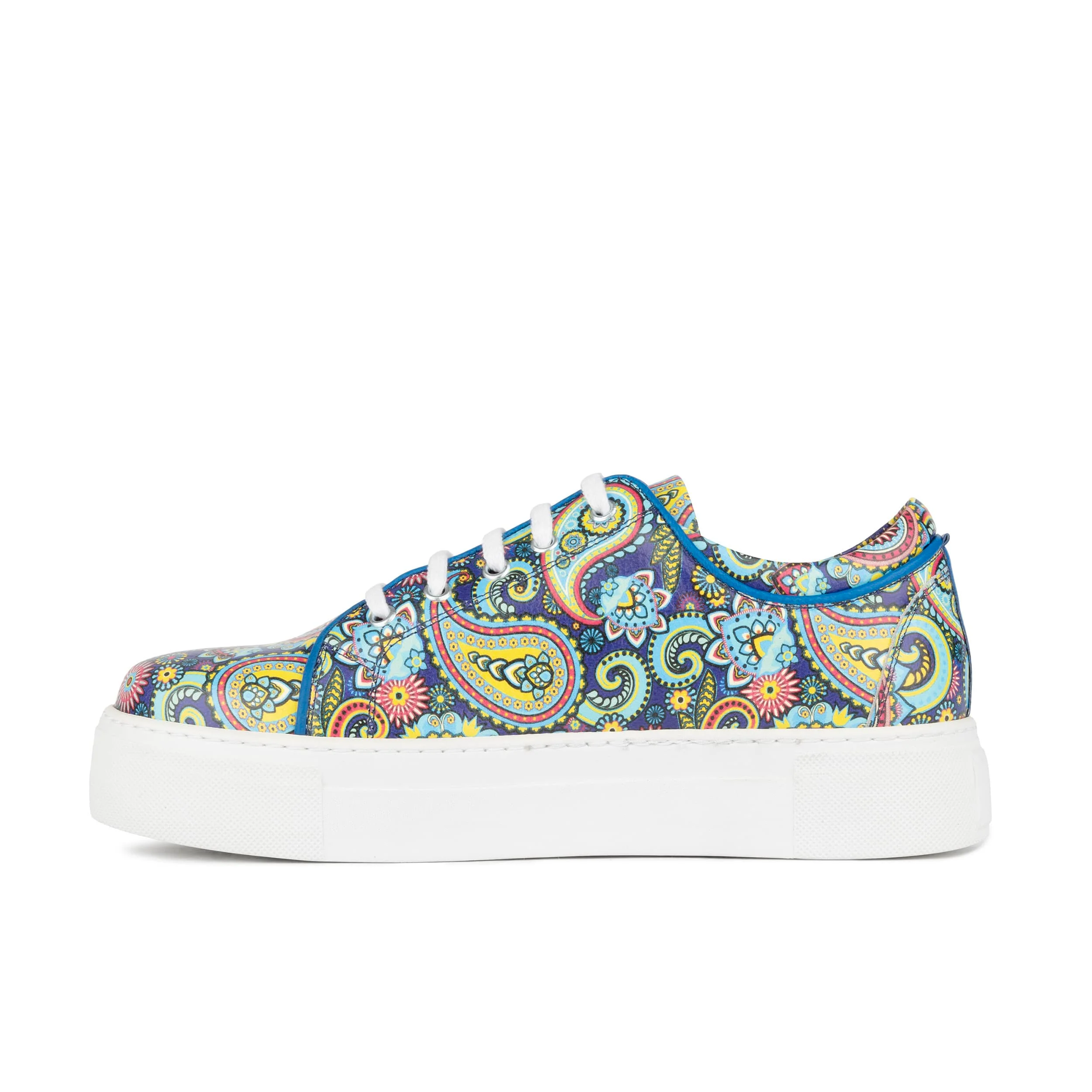 Camila - Festival Blue - Women’s Chunky Leather Platform Trainer - Image 4
