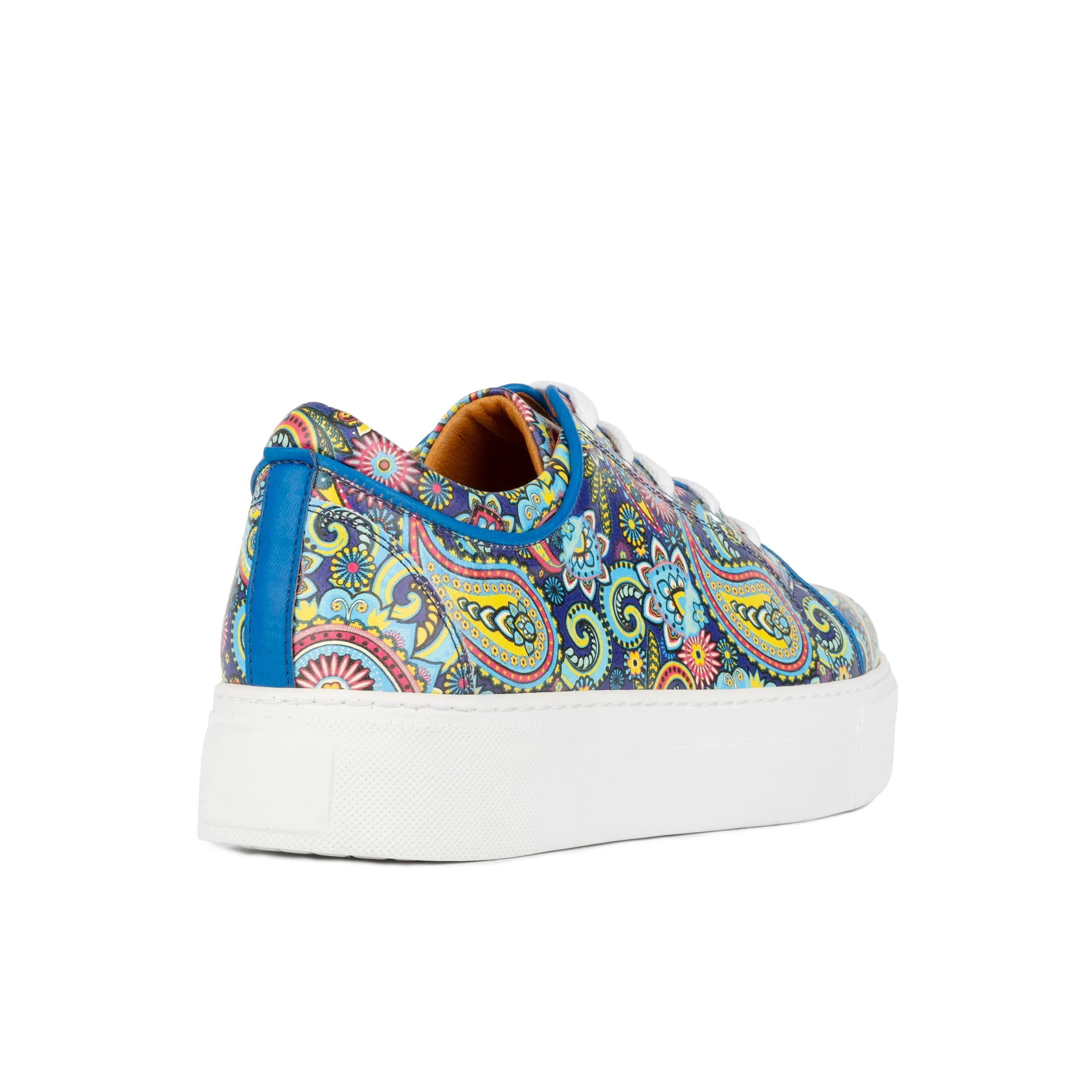 Camila - Festival Blue - Women’s Chunky Leather Platform Trainer - Image 5