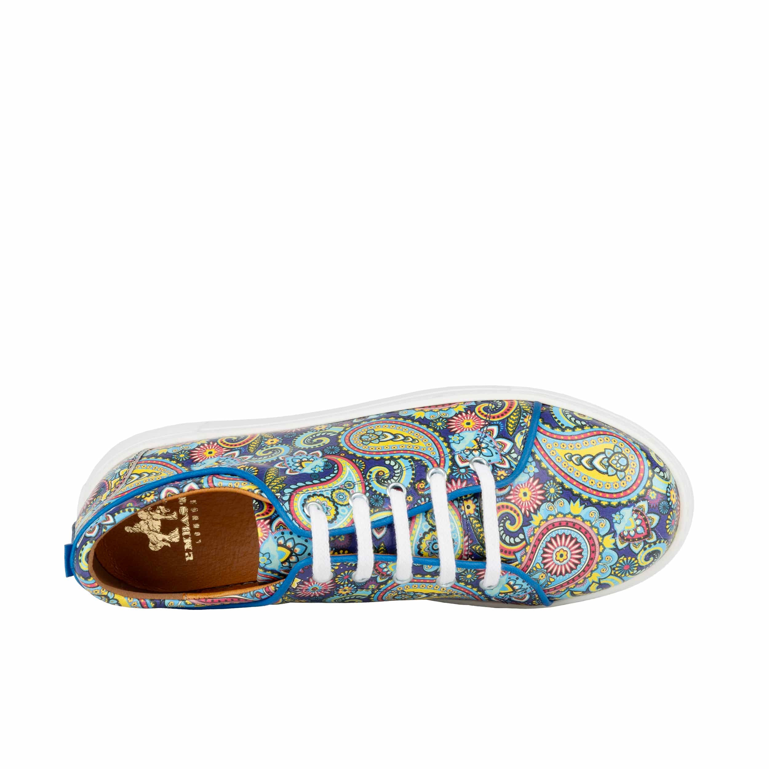 Camila - Festival Blue - Women’s Chunky Leather Platform Trainer - Image 7