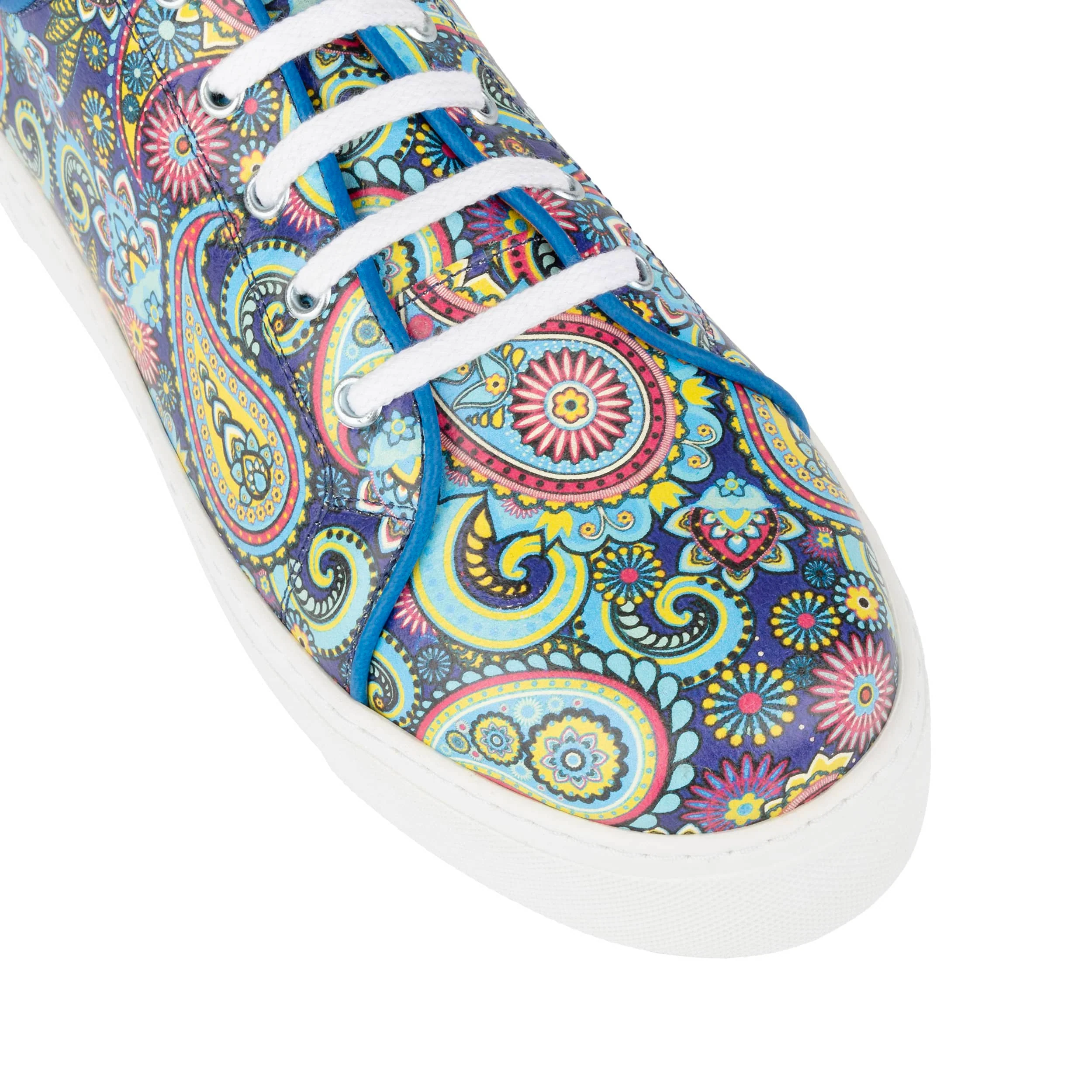 Camila - Festival Blue - Women’s Chunky Leather Platform Trainer - Image 8