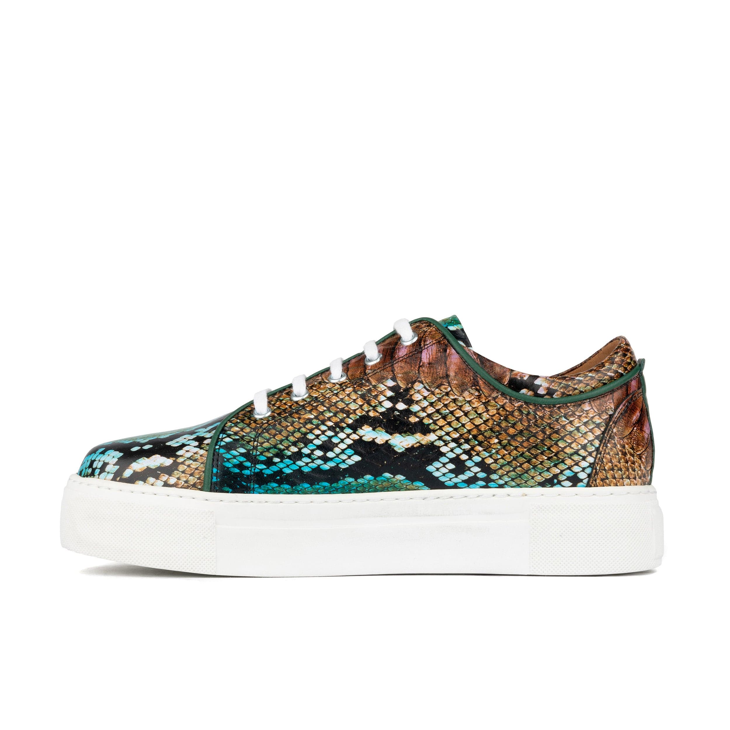 Camila - Green & Brown Snake - Women’s Chunky Leather Platform Trainer - Image 4