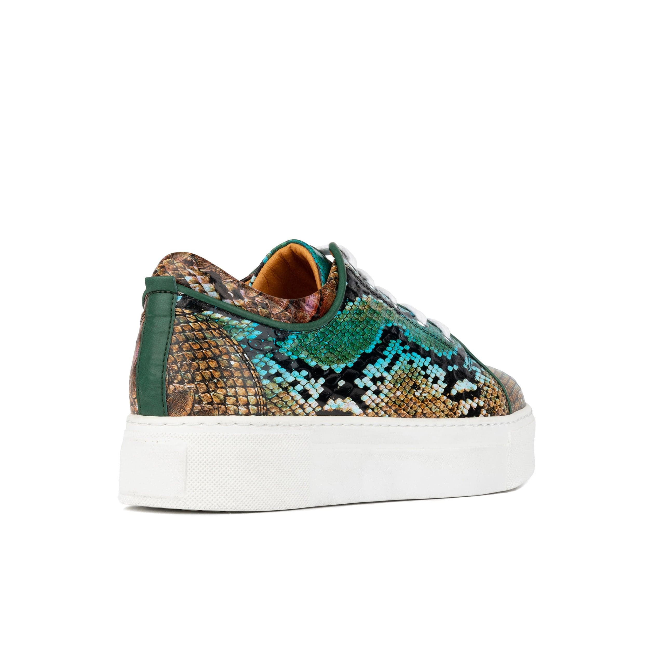 Camila - Green & Brown Snake - Women’s Chunky Leather Platform Trainer - Image 5