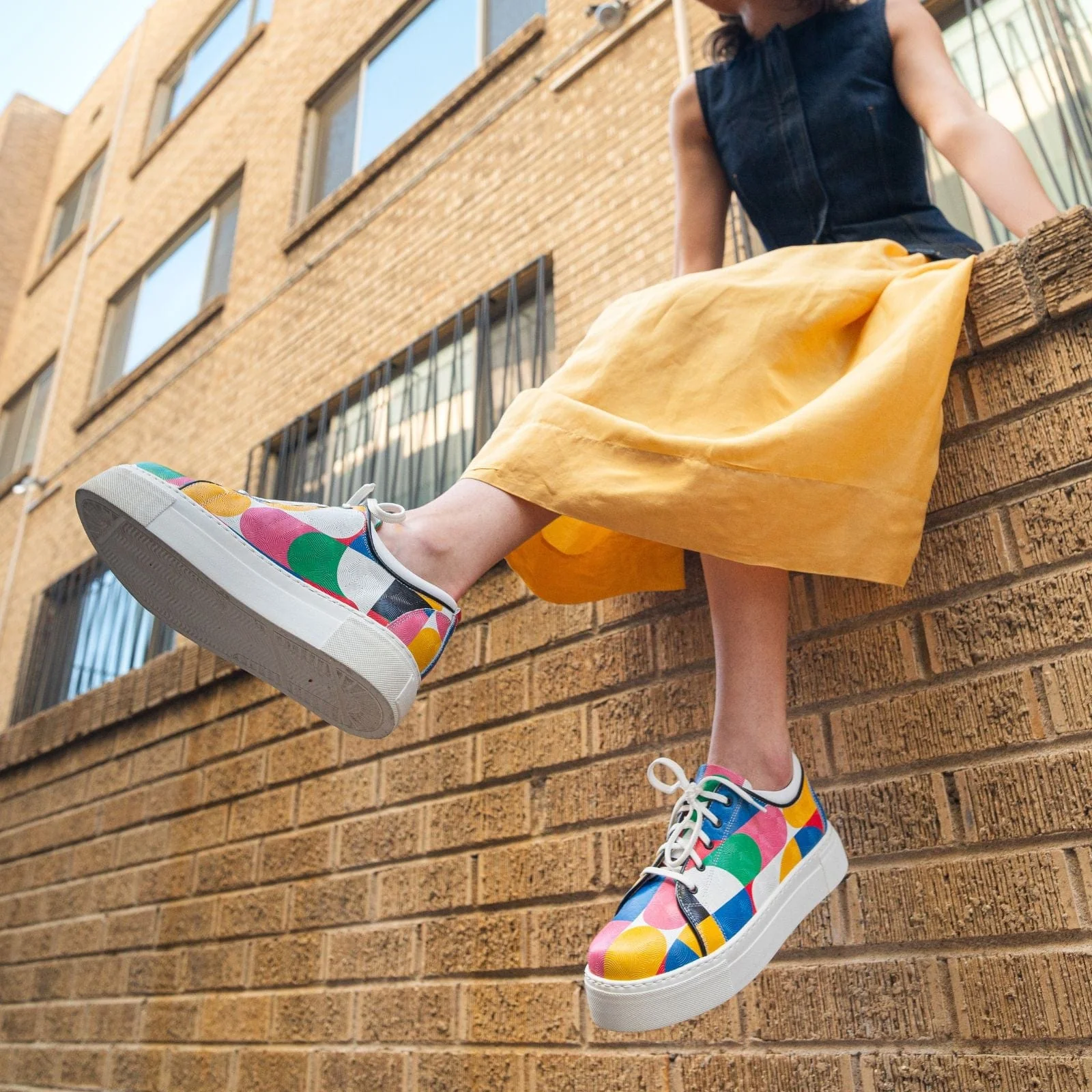 Camila - Groovy - Women's platform sole leather lace-up trainer - Image 3
