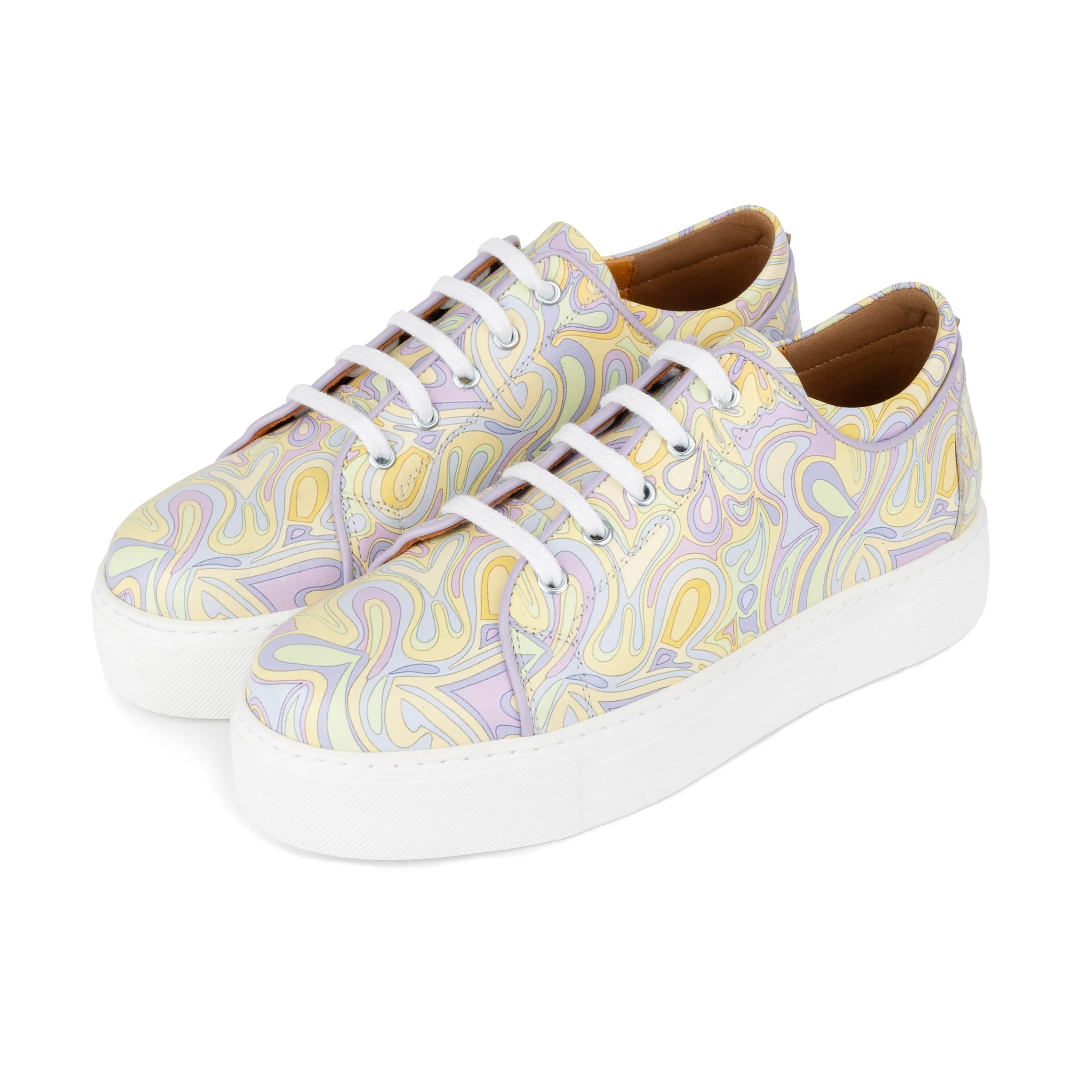 Camila - Pastel Multi - Women’s Chunky Leather Platform Trainer - Image 9