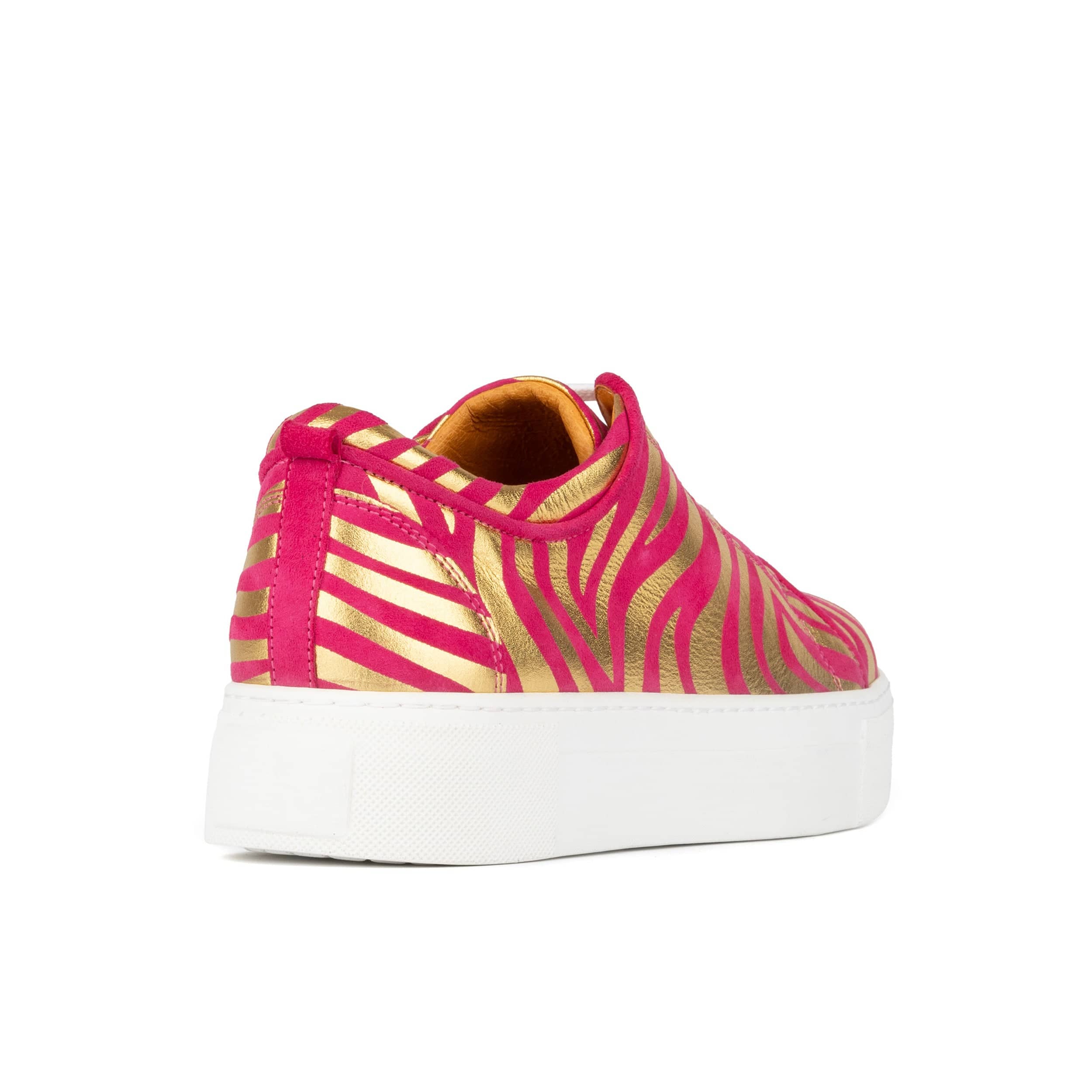 Camila - Pink & Gold - Women’s Chunky Leather Platform Trainer - Image 4
