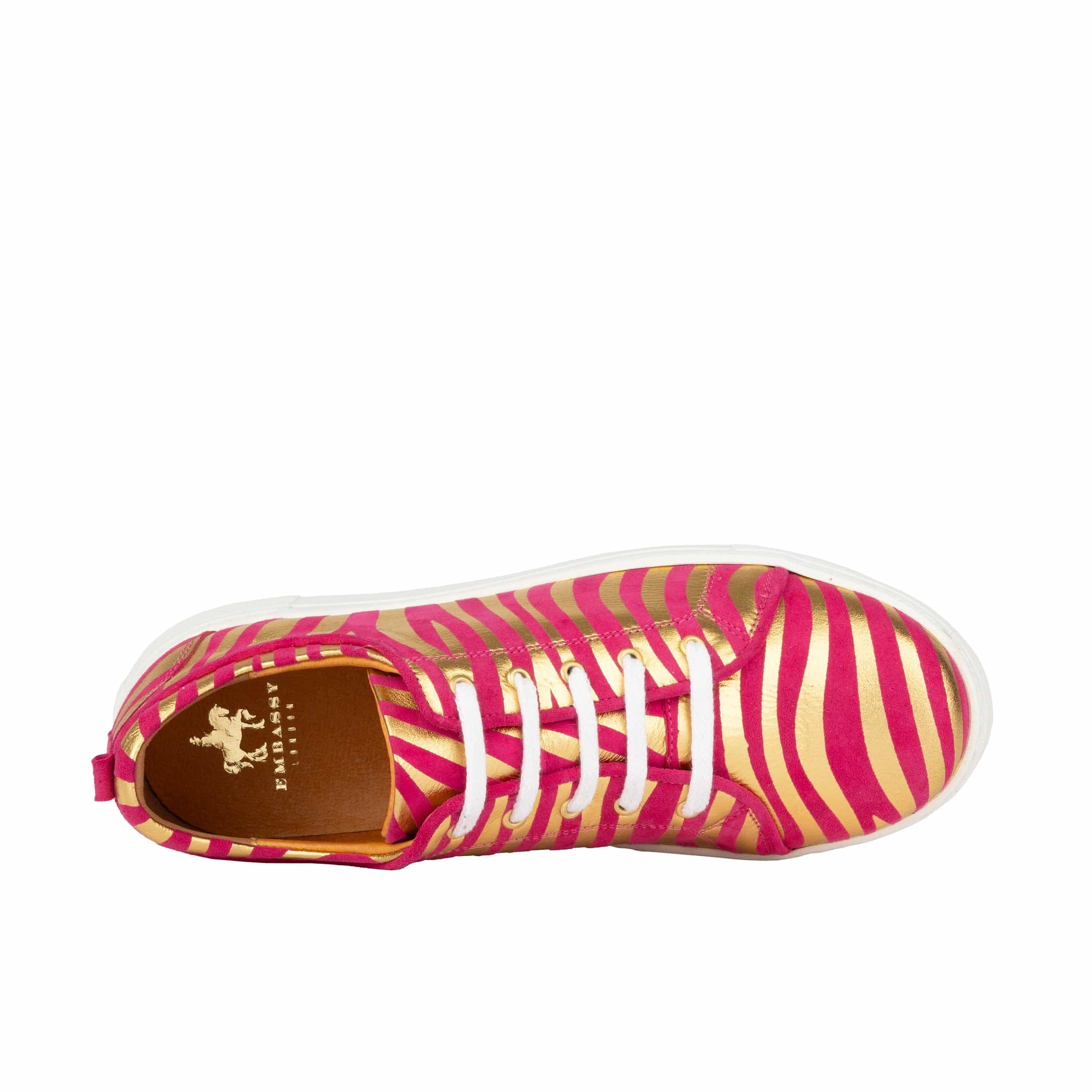 Camila - Pink & Gold - Women’s Chunky Leather Platform Trainer - Image 6