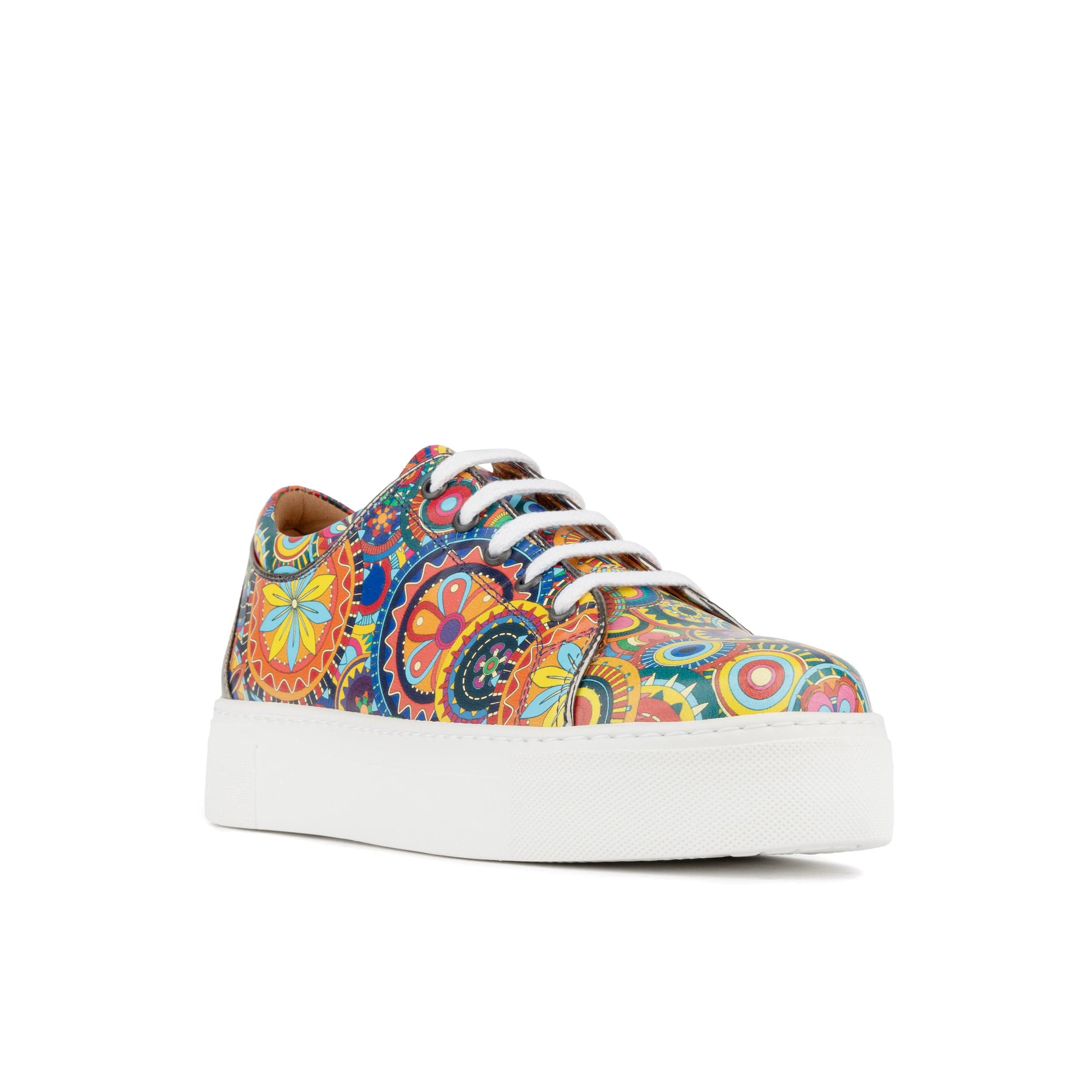 Camila - Signature Print - Women's chunky sole leather trainer in colourful print - Image 3