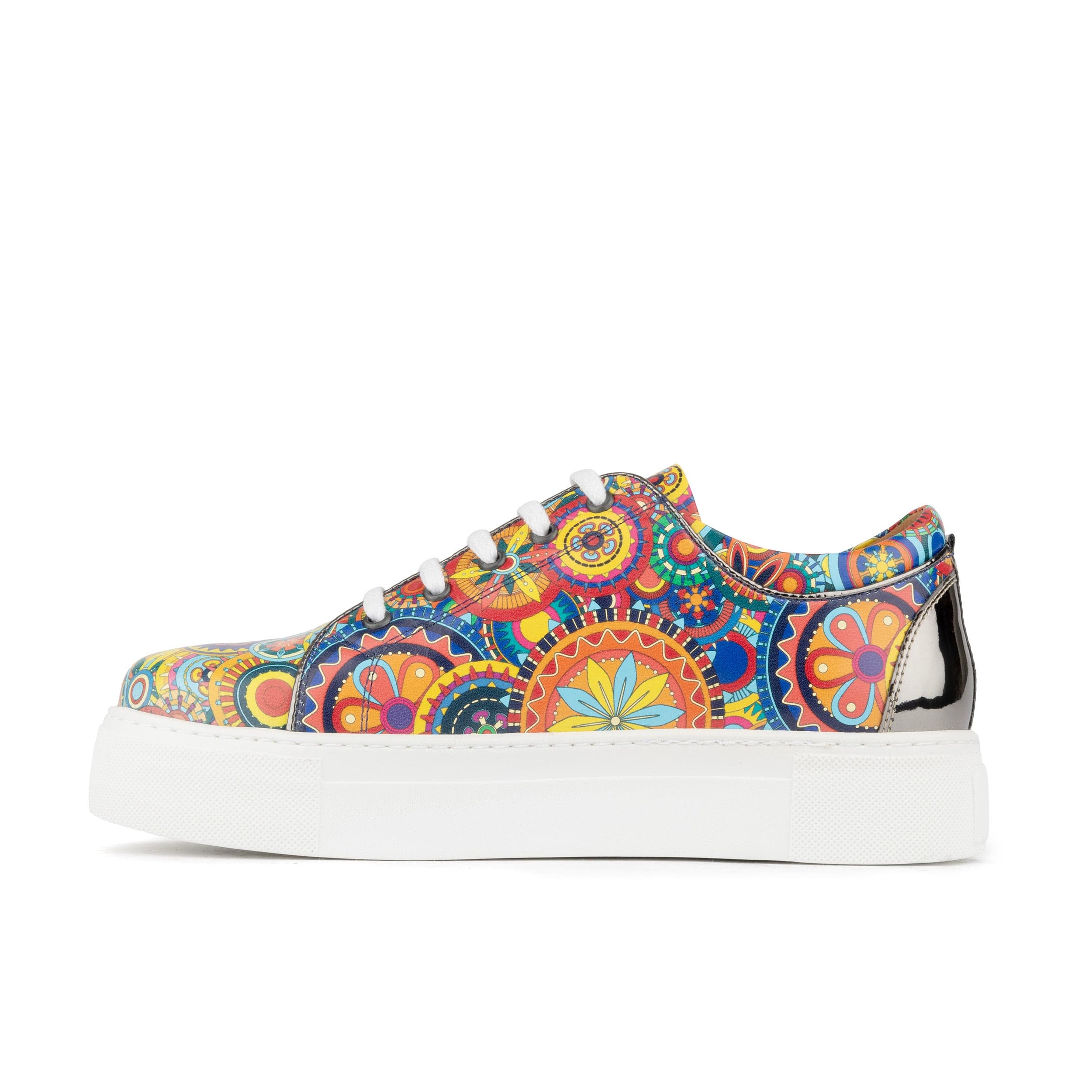Camila - Signature Print - Women's chunky sole leather trainer in colourful print - Image 4