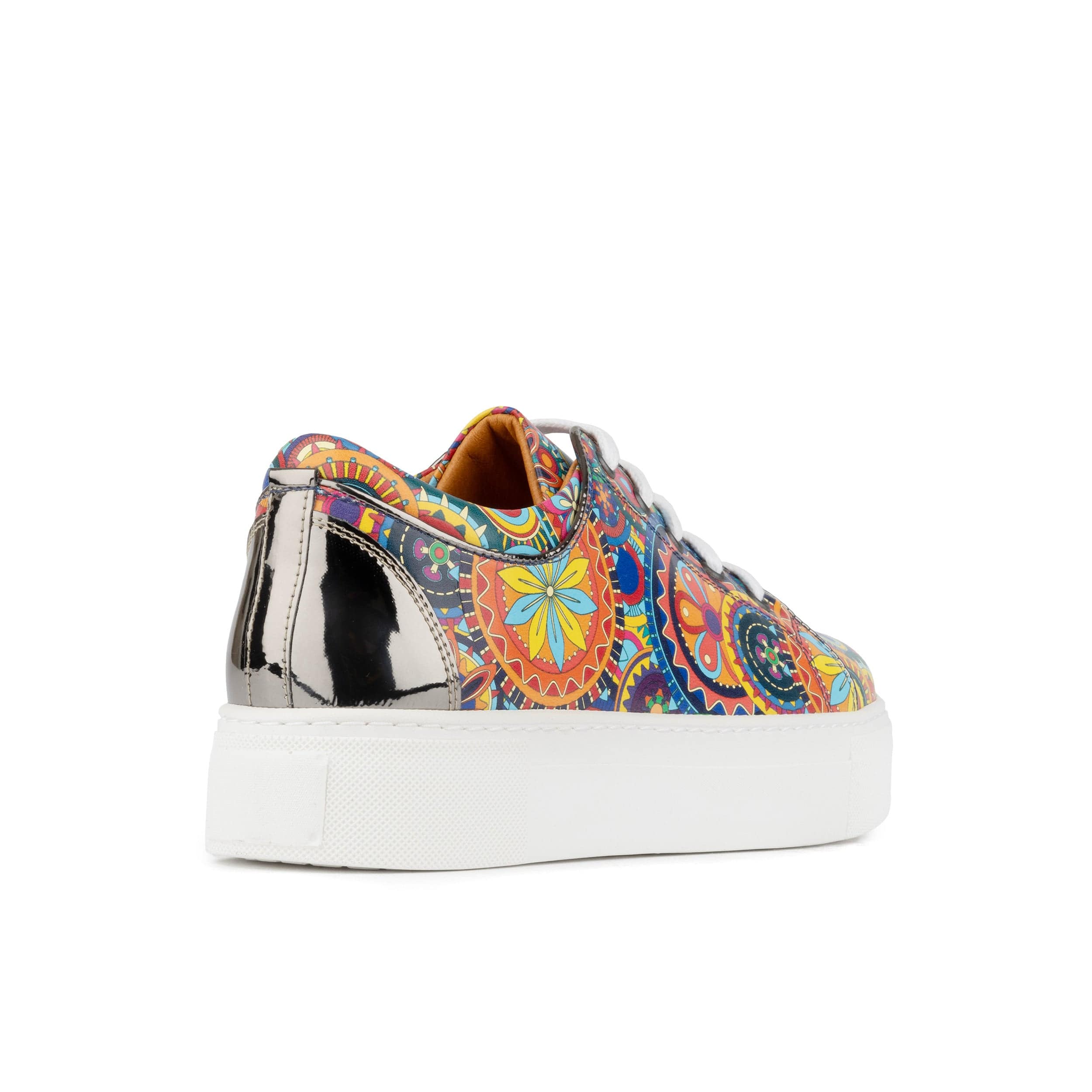 Camila - Signature Print - Women's chunky sole leather trainer in colourful print - Image 5
