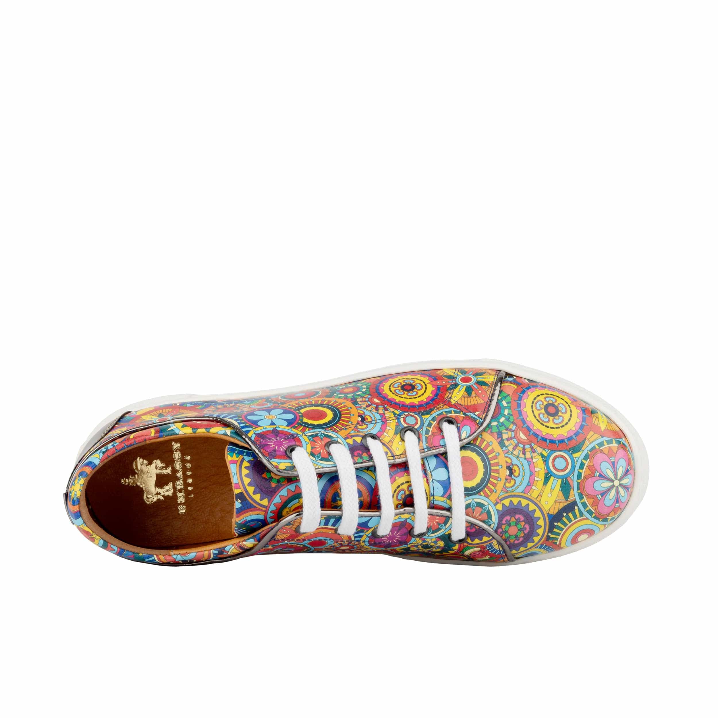 Camila - Signature Print - Women's chunky sole leather trainer in colourful print - Image 7