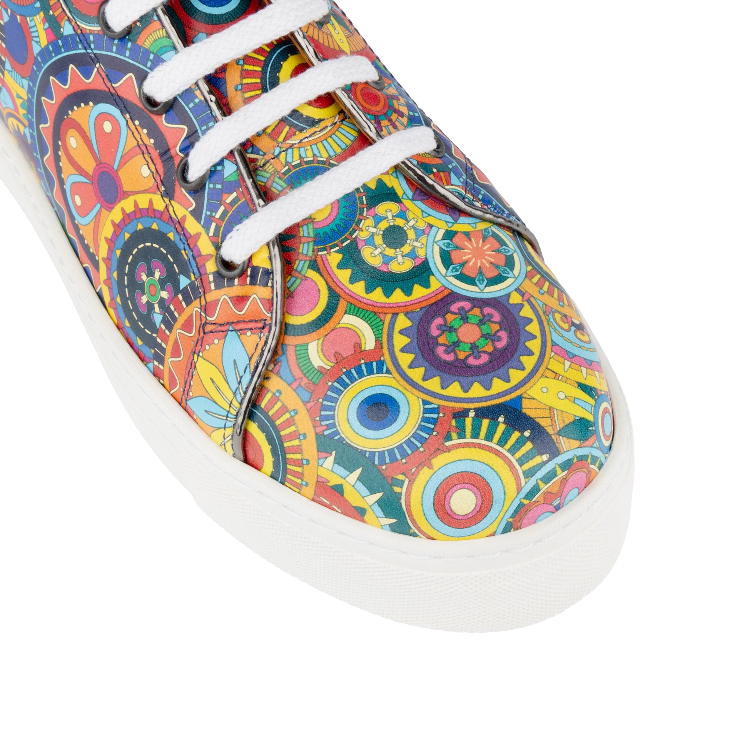 Camila - Signature Print - Women's chunky sole leather trainer in colourful print - Image 8