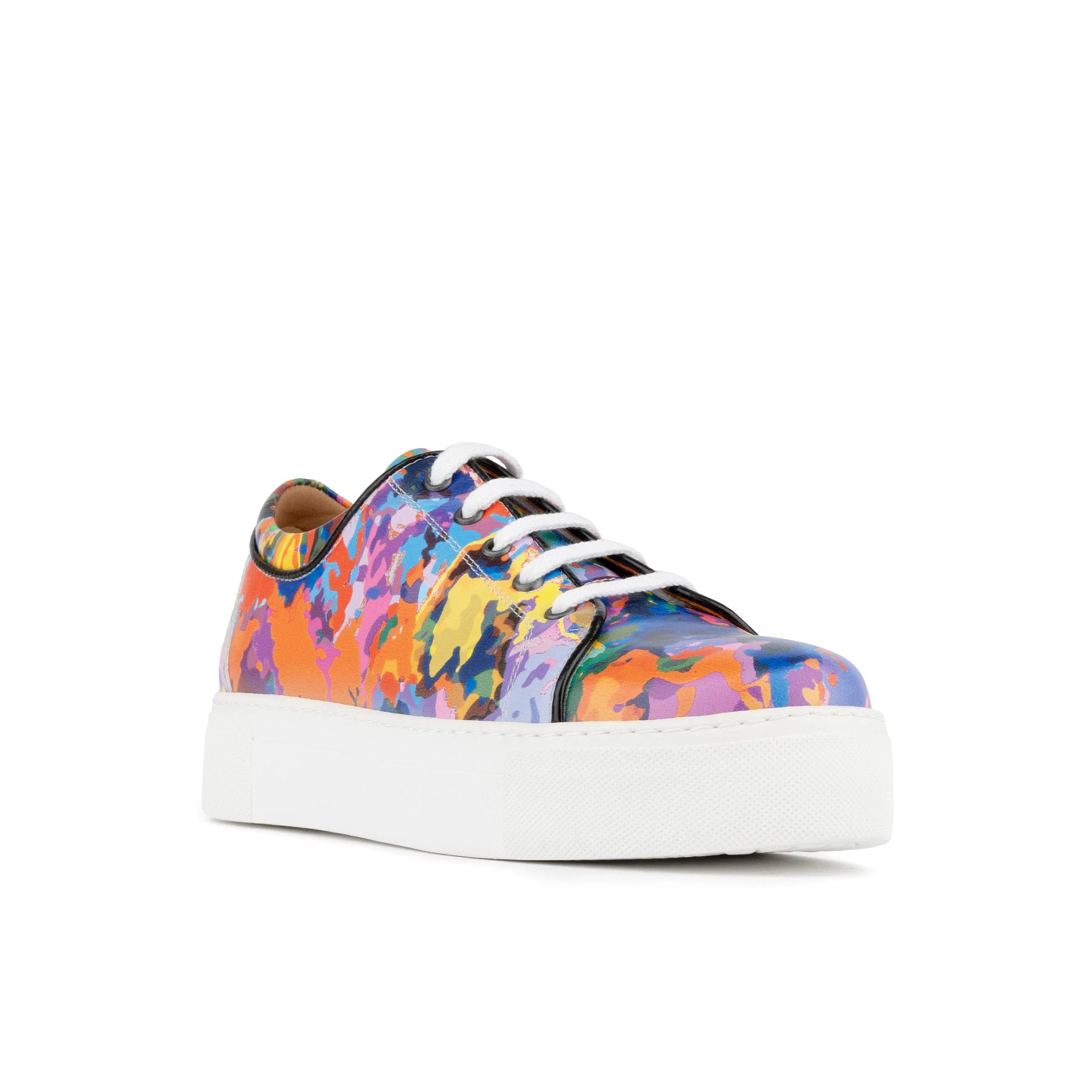 Camila - Summer Colours - Women's platform sole leather lace-up trainer - Image 3