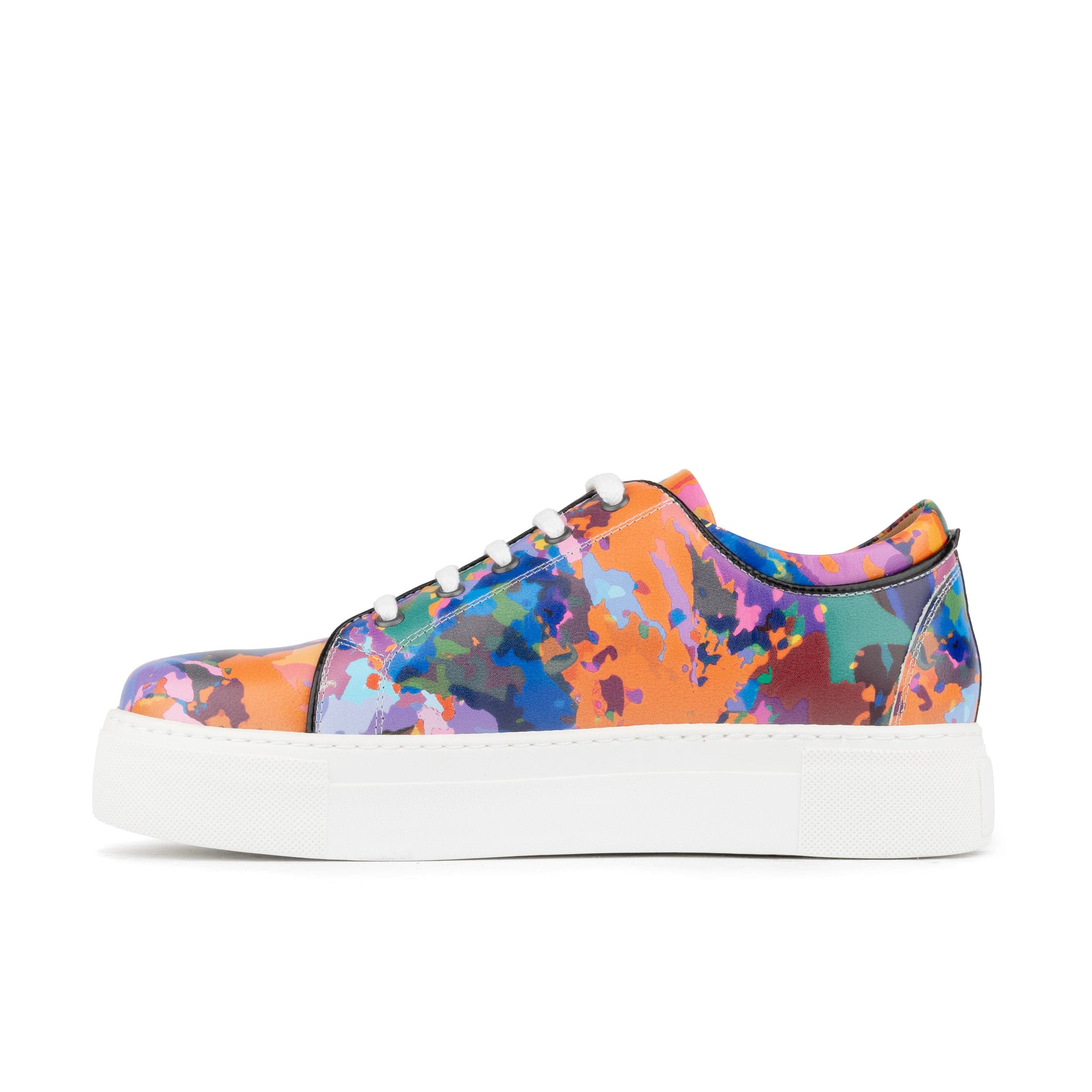 Camila - Summer Colours - Women's platform sole leather lace-up trainer - Image 4