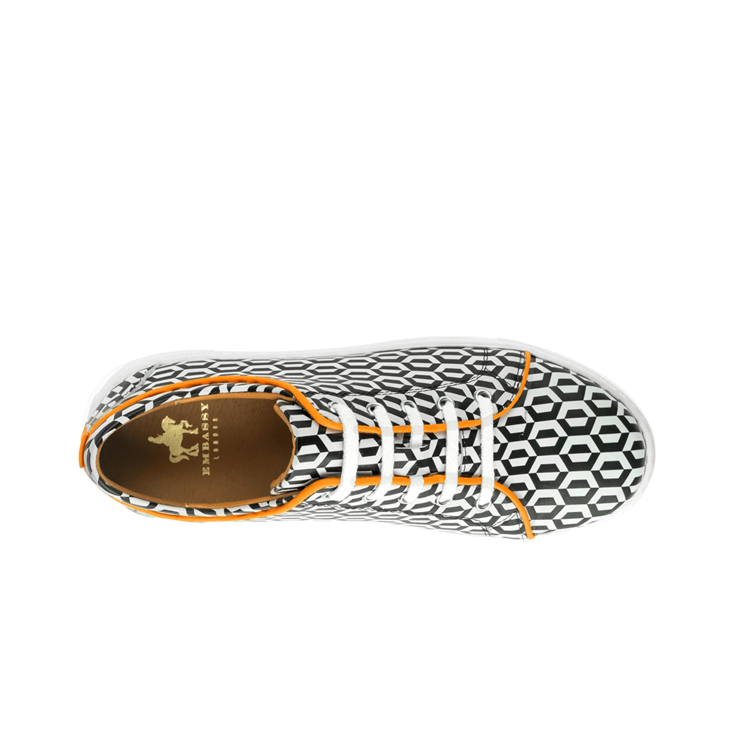 Camila - Orange & Hexa Print - Women’s Chunky Leather Platform Trainer - Image 7