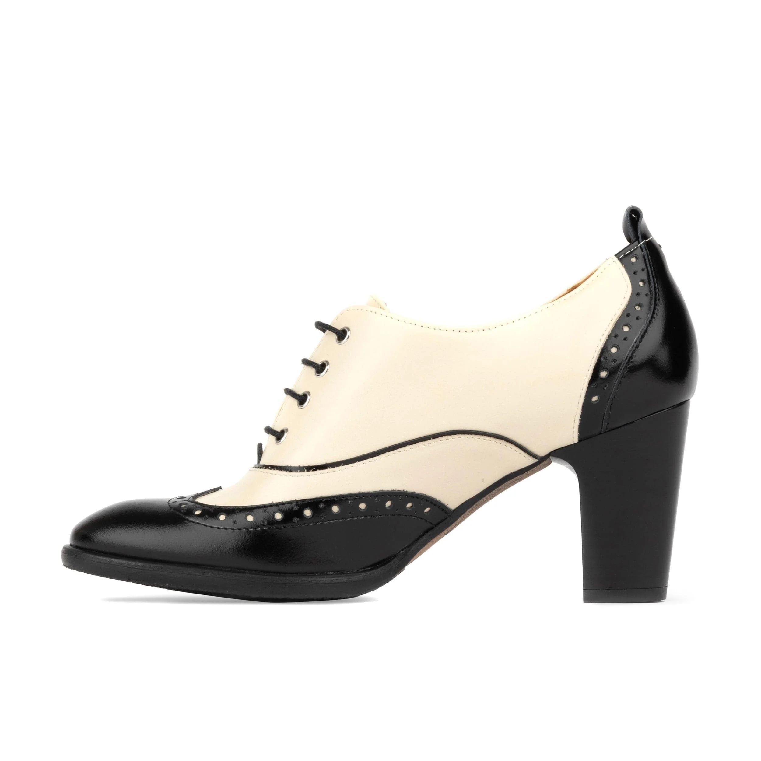 Casino - Black & Cream - Women's black and cream leather oxford pump in 3 inch heel - Image 4