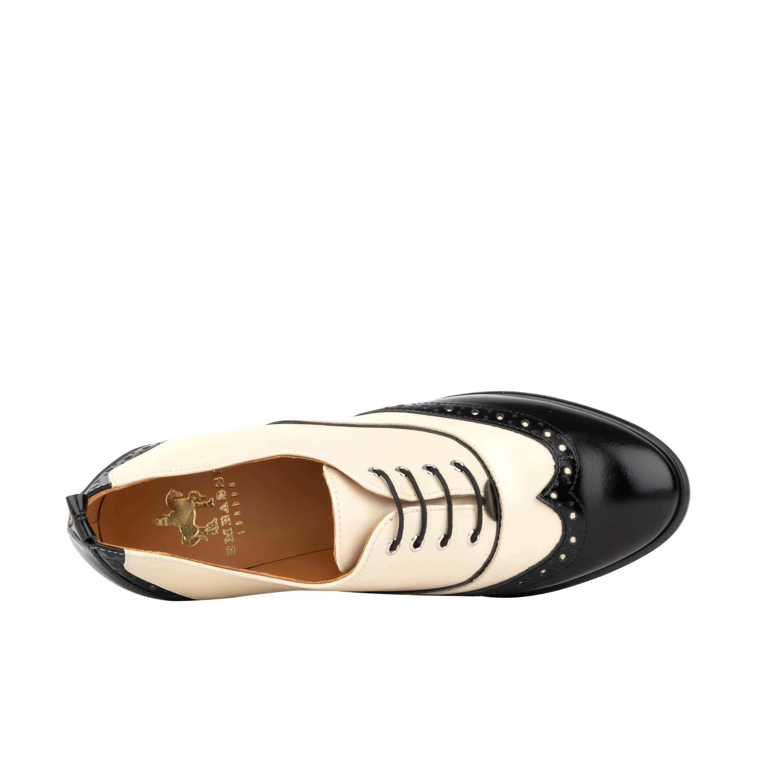 Casino - Black & Cream - Women's black and cream leather oxford pump in 3 inch heel - Image 7