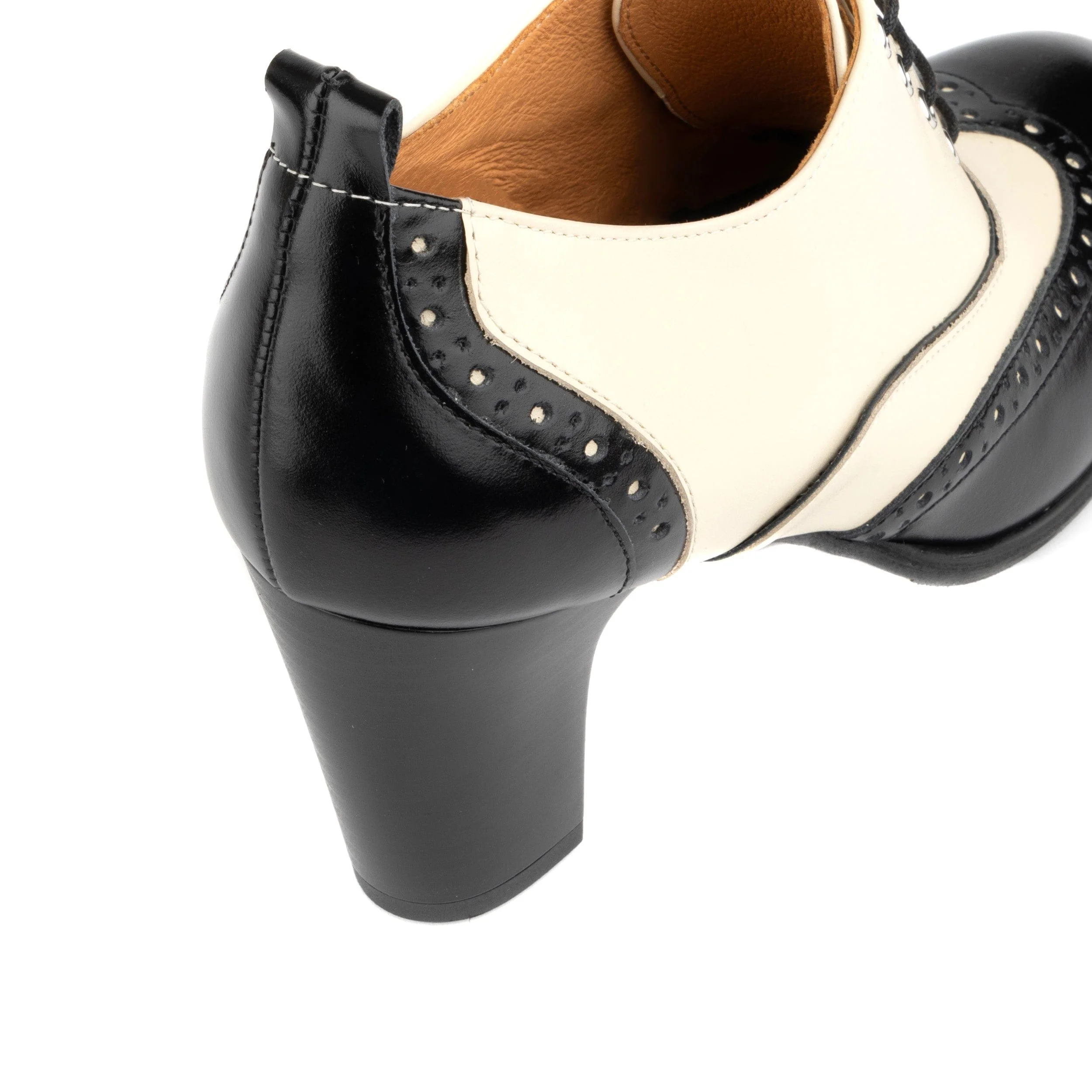 Casino - Black & Cream - Women's black and cream leather oxford pump in 3 inch heel - Image 9
