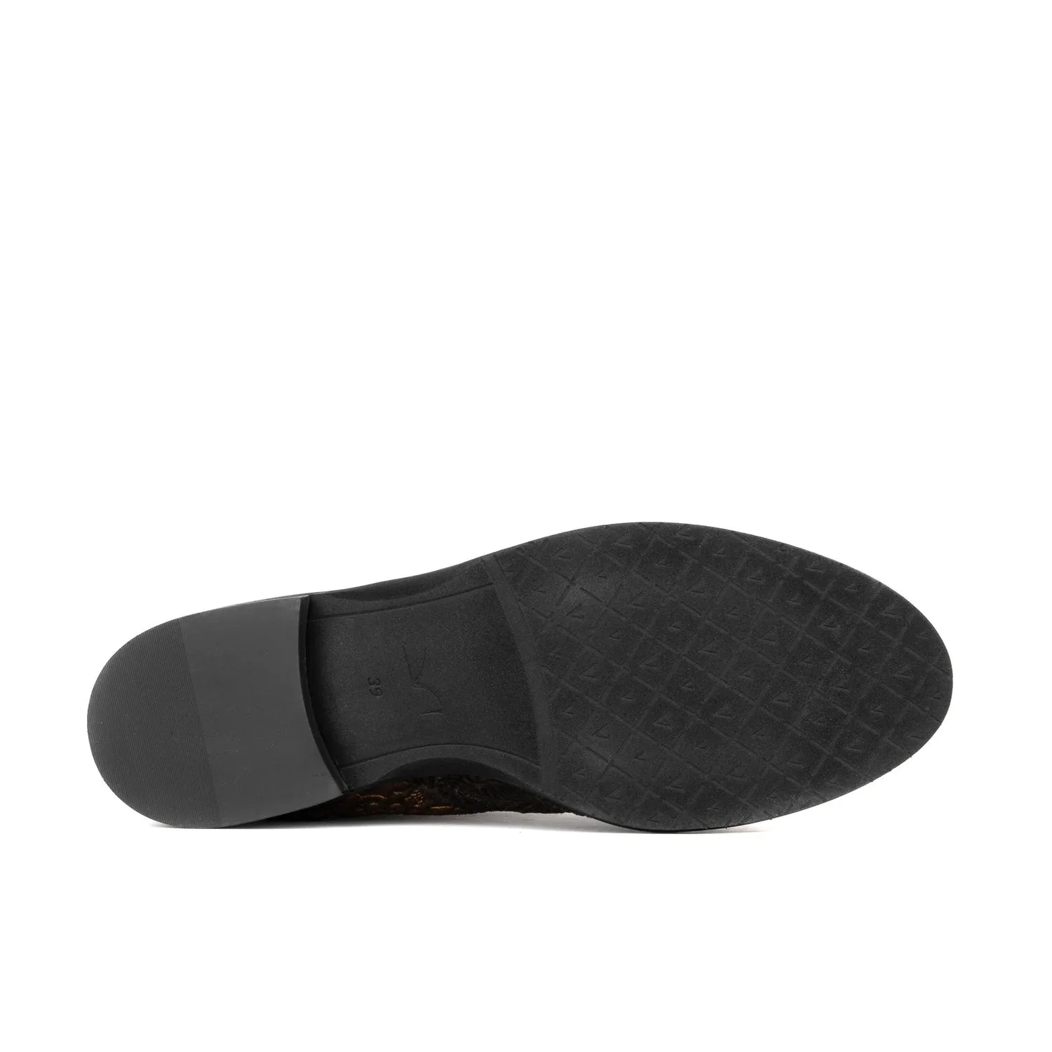 Catherine - Floral Emboss - Women's nubuck leather higher chelsea boot with broguing - Image 6