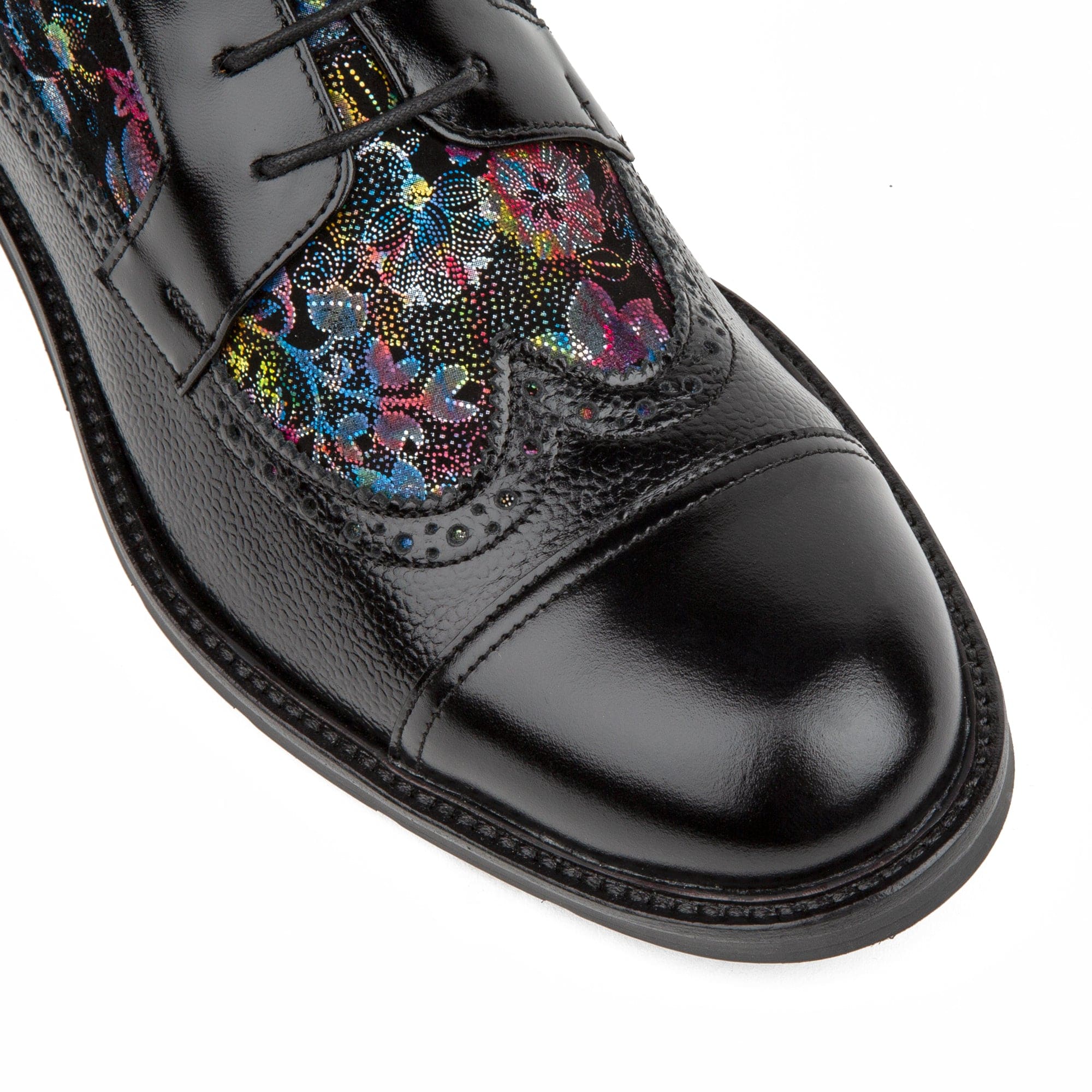 Charles - Black Flower - Men's lace up and zip up dressy leather boot - Image 7