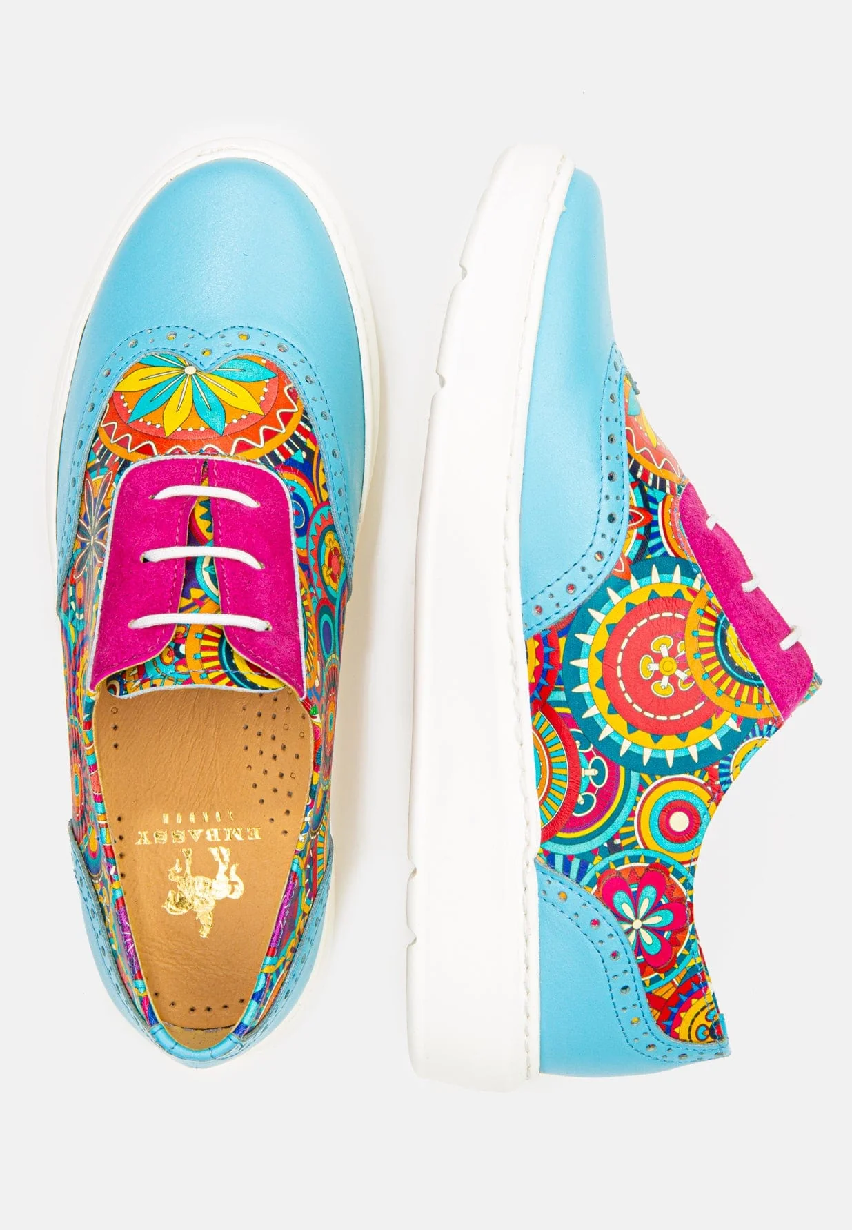 Colorado - Light Blue Signature - Women's lightweight EVA sole trainer with brogue details - Image 10