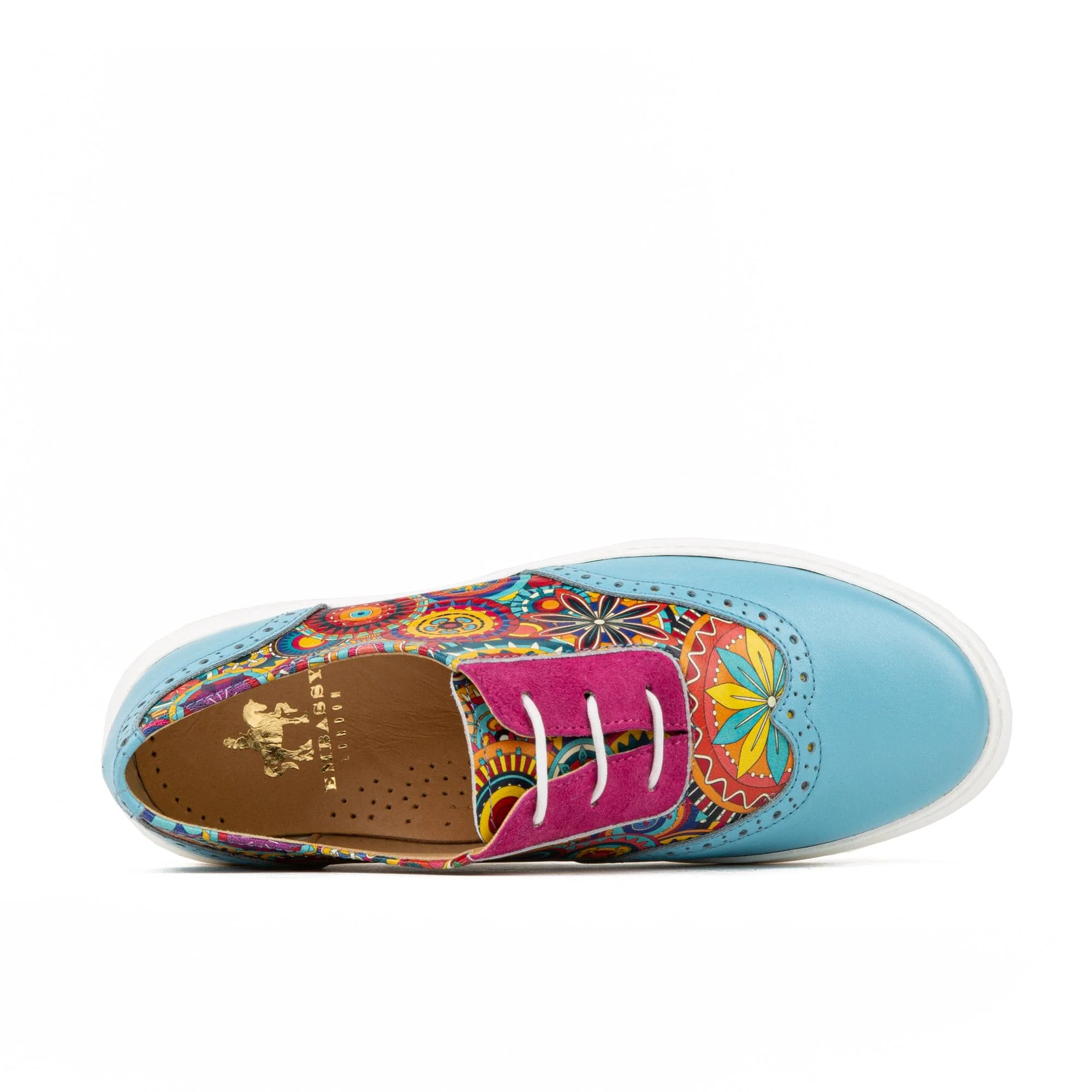Colorado - Light Blue Signature - Women's lightweight EVA sole trainer with brogue details - Image 6