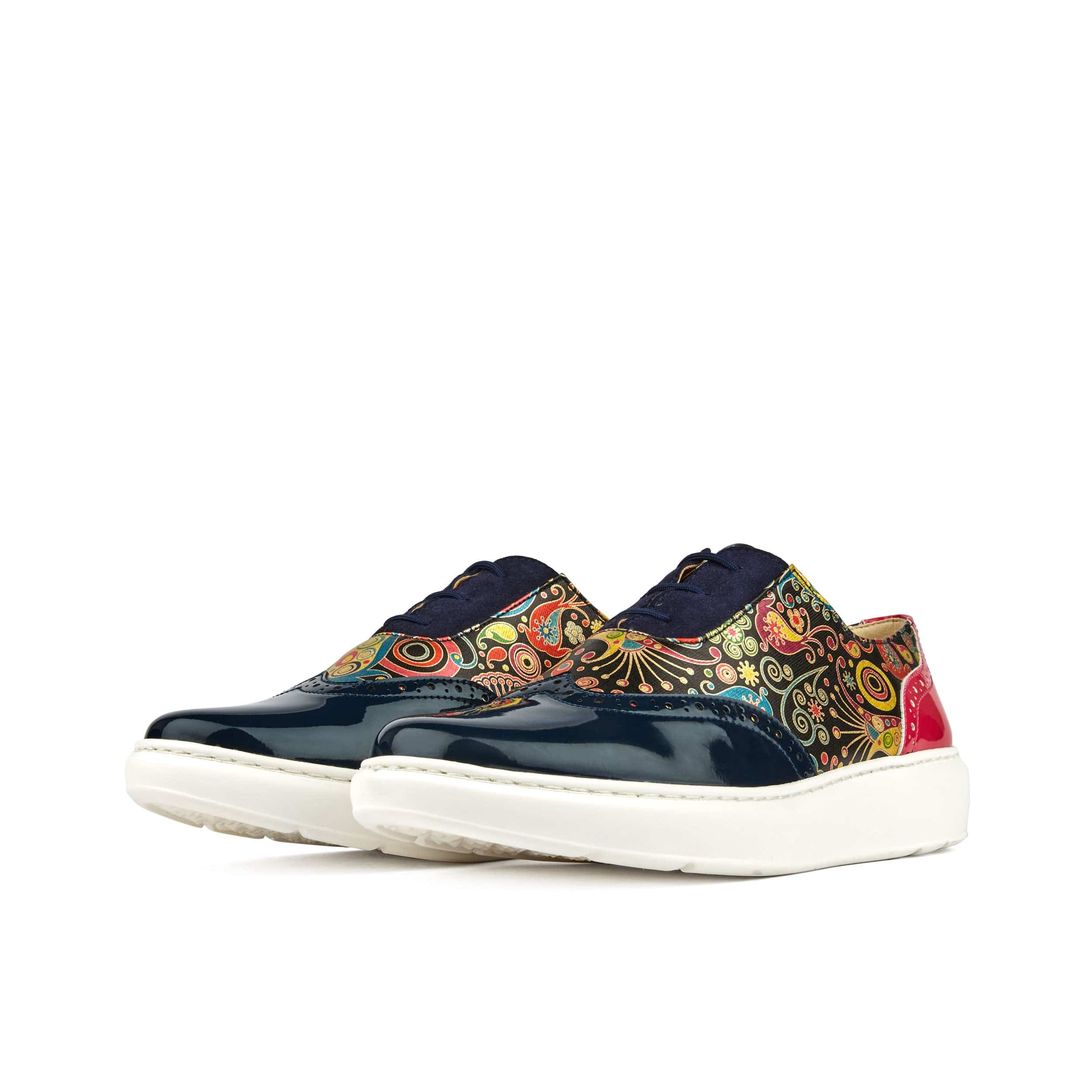 Colorado - Navy Pink - Women's lightweight EVA sole trainer with brogue styling - Image 9