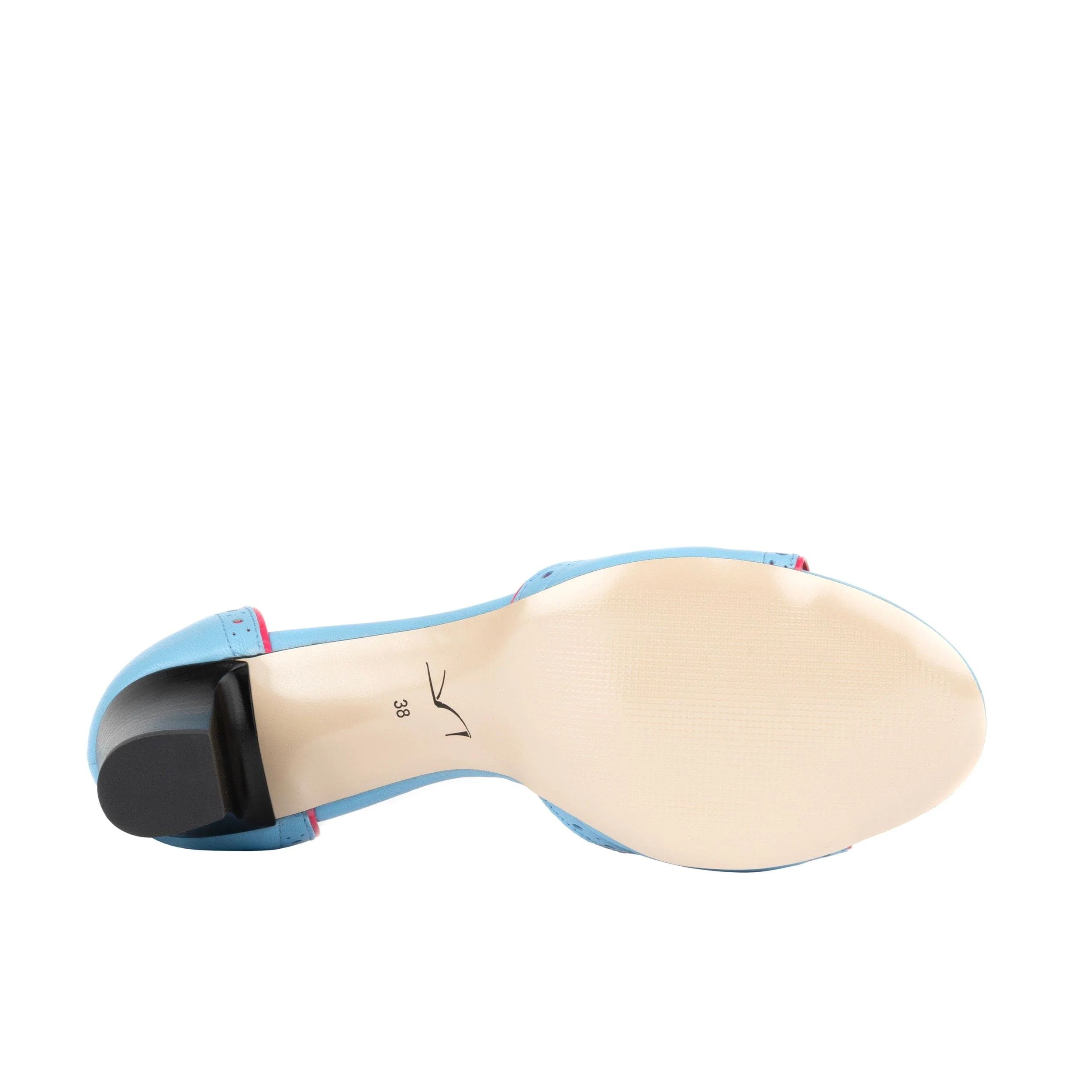 Croupier - Light Blue Pink - Women's 2 inch heel ankle strap leather sandal in sky blue - Image 5