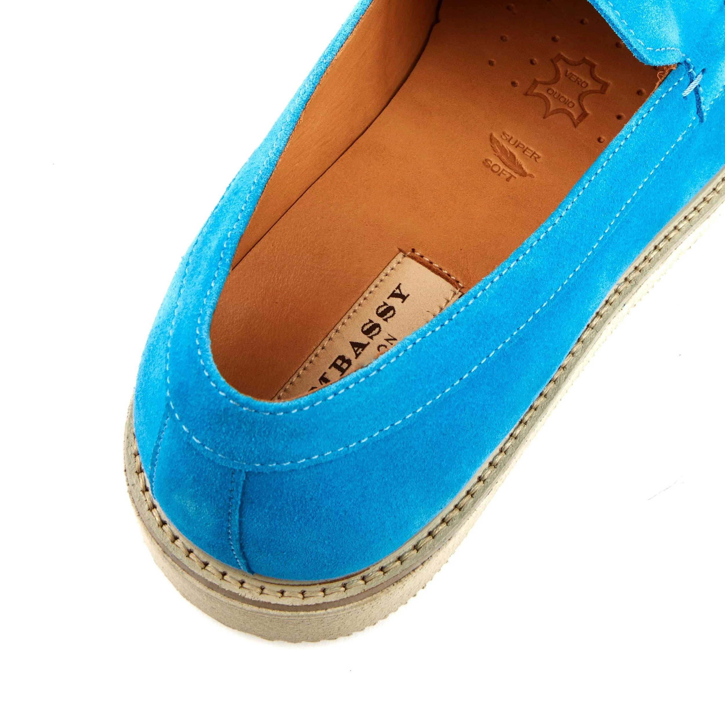 Cruz - Sky Blue - Men's blue suede leather casual slip on with soft insoles - Image 7