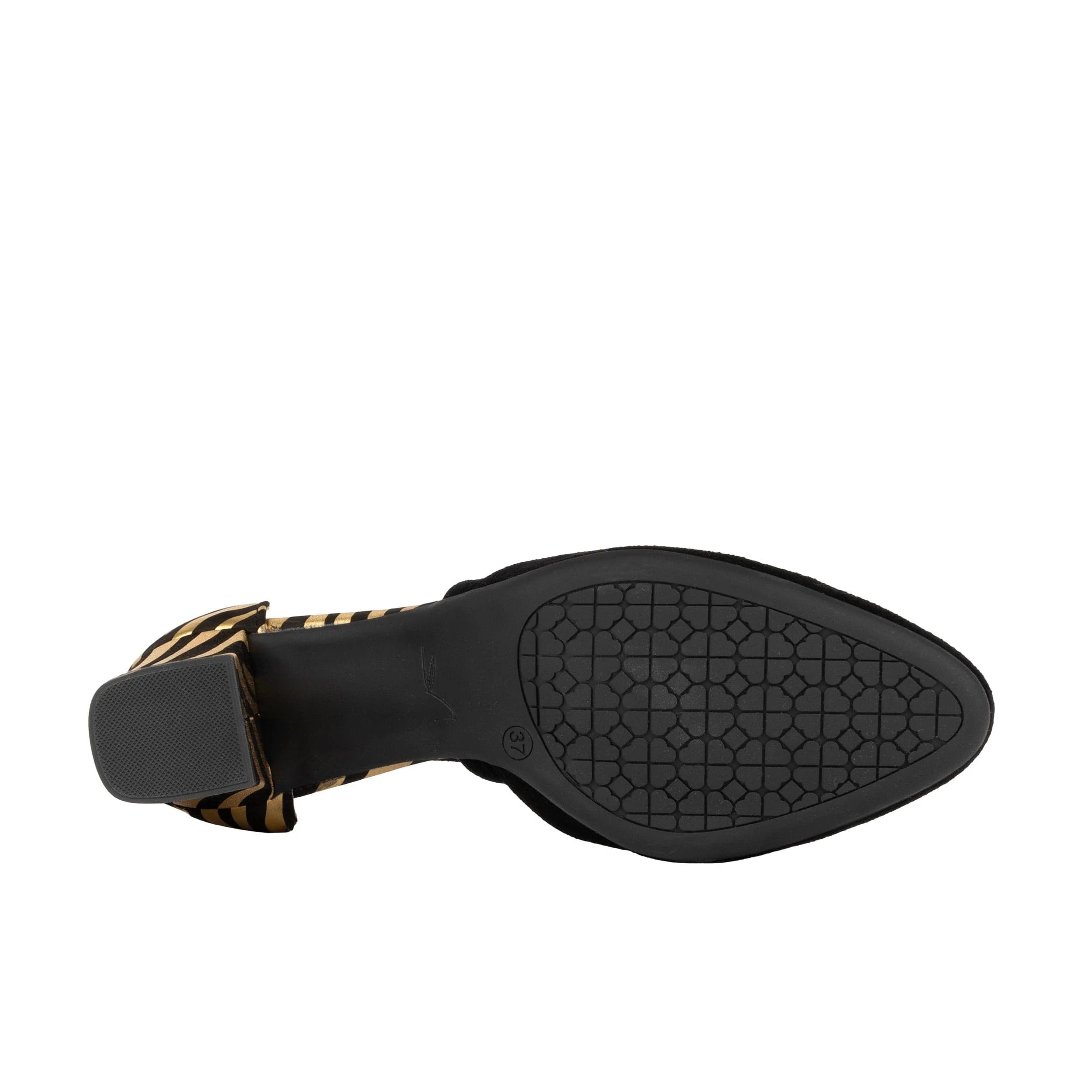 Dannii - Black & Gold Stripes - Women's leather closed-toe block heel with gold foil details - Image 6