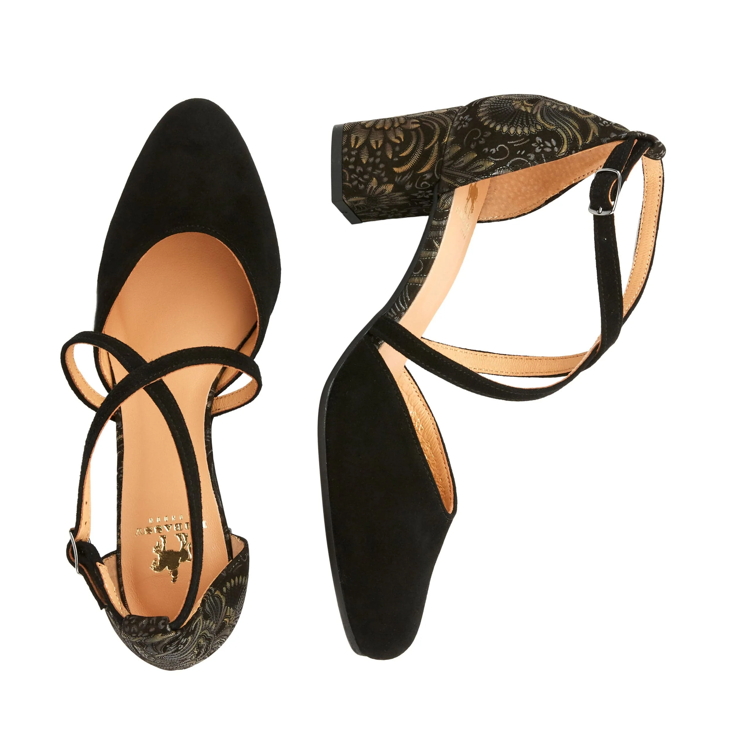 Dannii - Gold Feathers - Women's 2.4 inch block heel closed toe leather sandal - Image 10