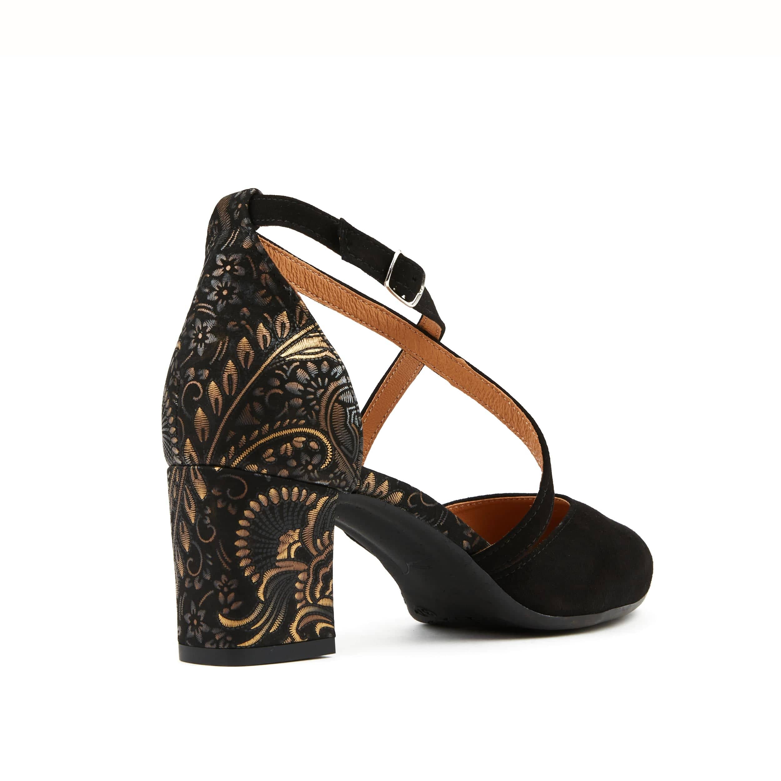 Dannii - Gold Feathers - Women's 2.4 inch block heel closed toe leather sandal - Image 4