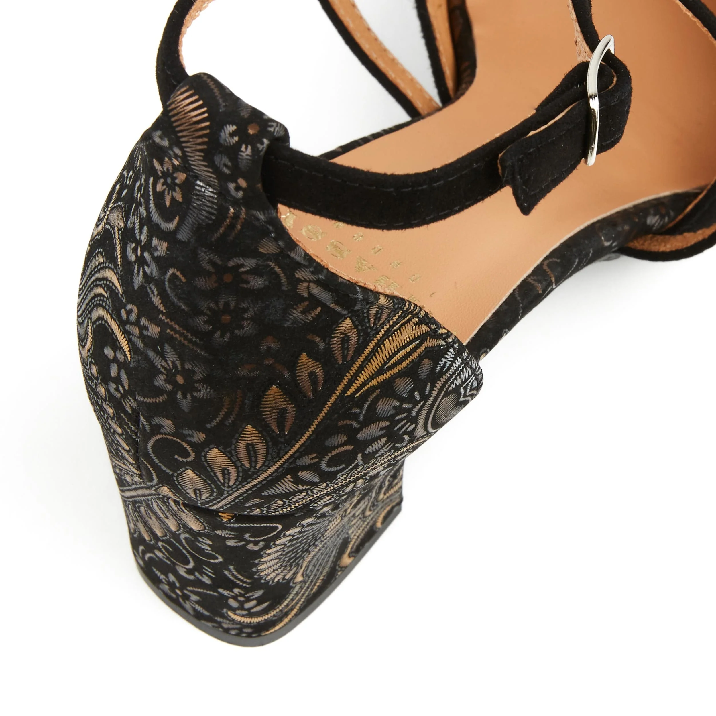 Dannii - Gold Feathers - Women's 2.4 inch block heel closed toe leather sandal - Image 8