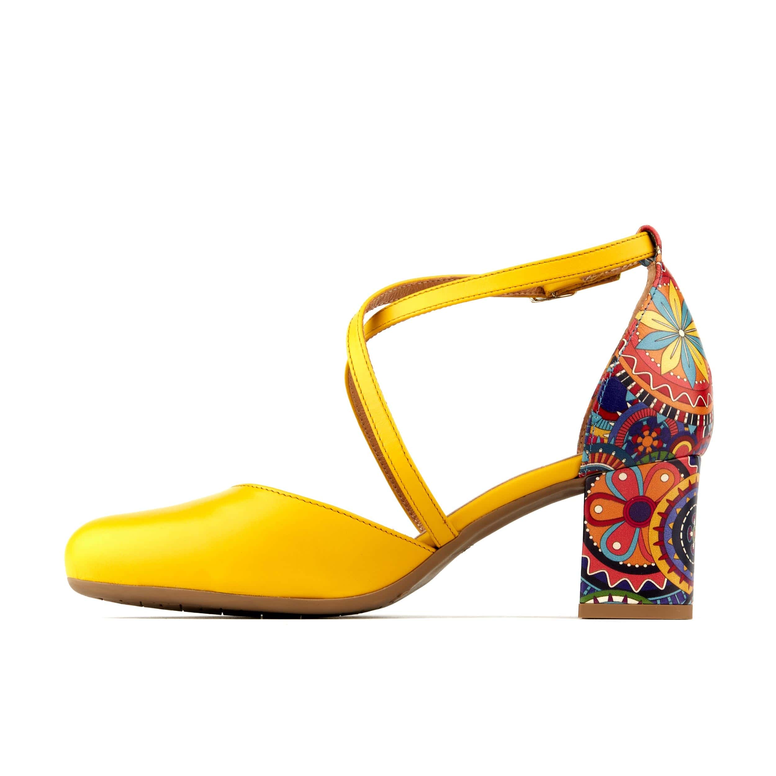 Dannii - Yellow Signature - Women's 2.4 inch block heel closed toe leather sandal - Image 3