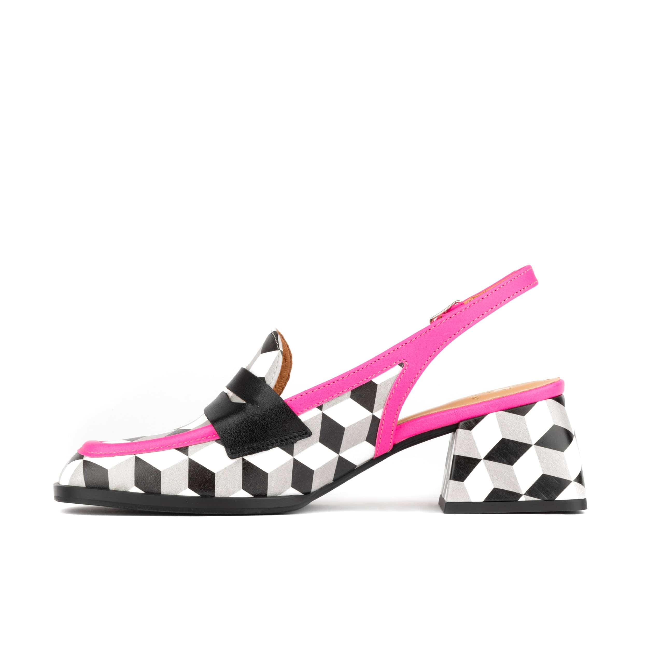 Diana - White Cubics - Women's block heel slingback leather pump - Image 4