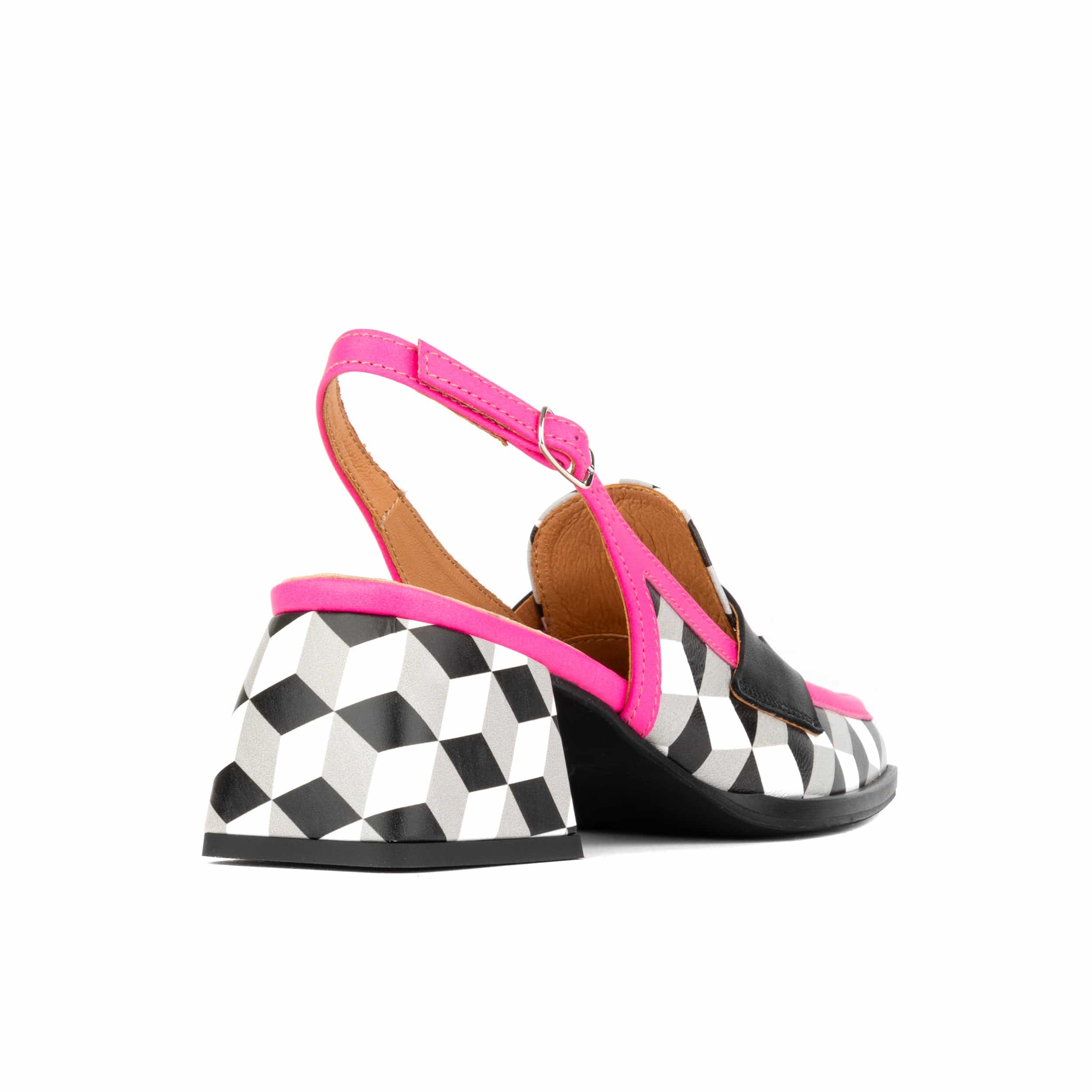 Diana - White Cubics - Women's block heel slingback leather pump - Image 5