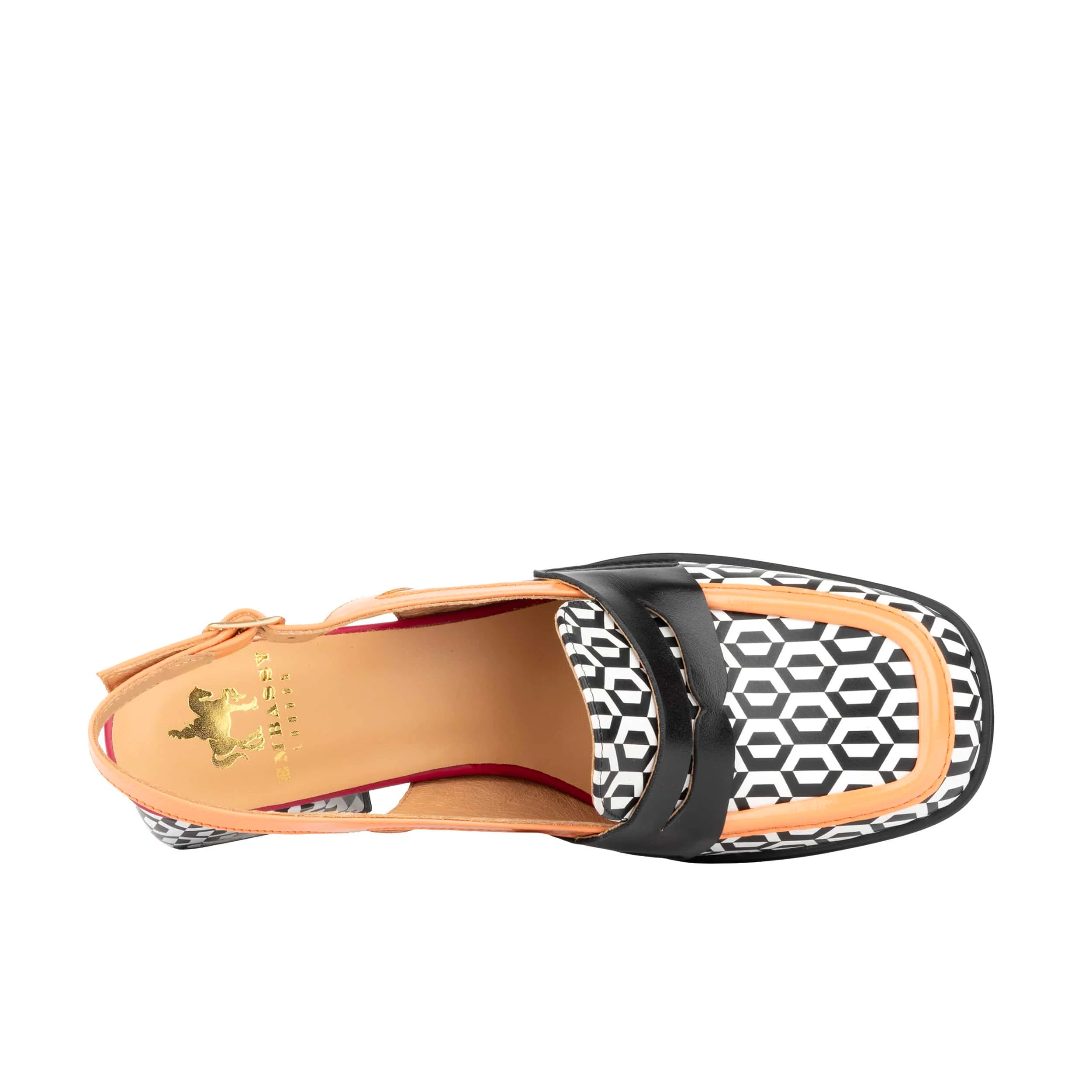 Diana - Peach & Hexa Print - Women's block heel slingback leather pump - Image 6