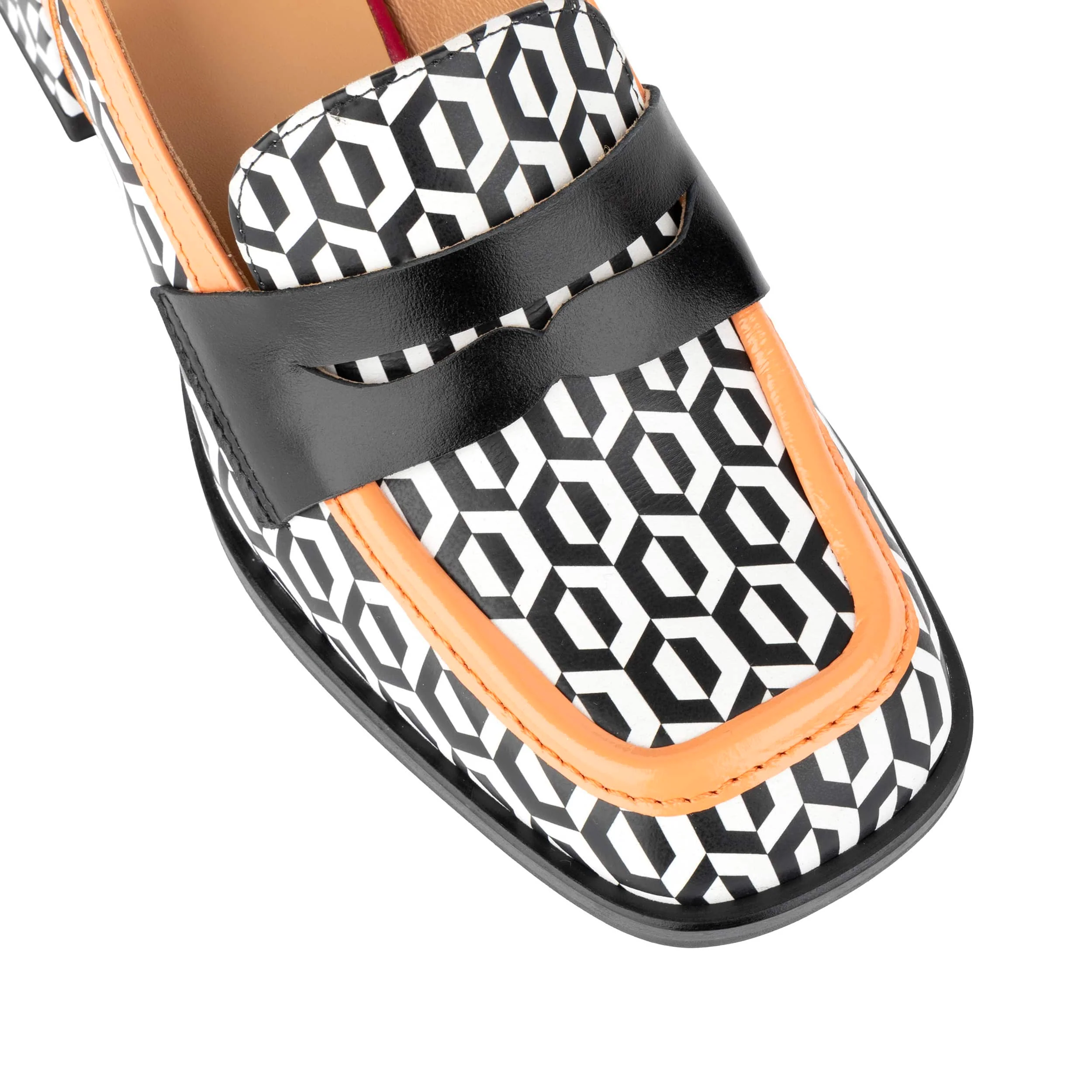 Diana - Peach & Hexa Print - Women's block heel slingback leather pump - Image 7