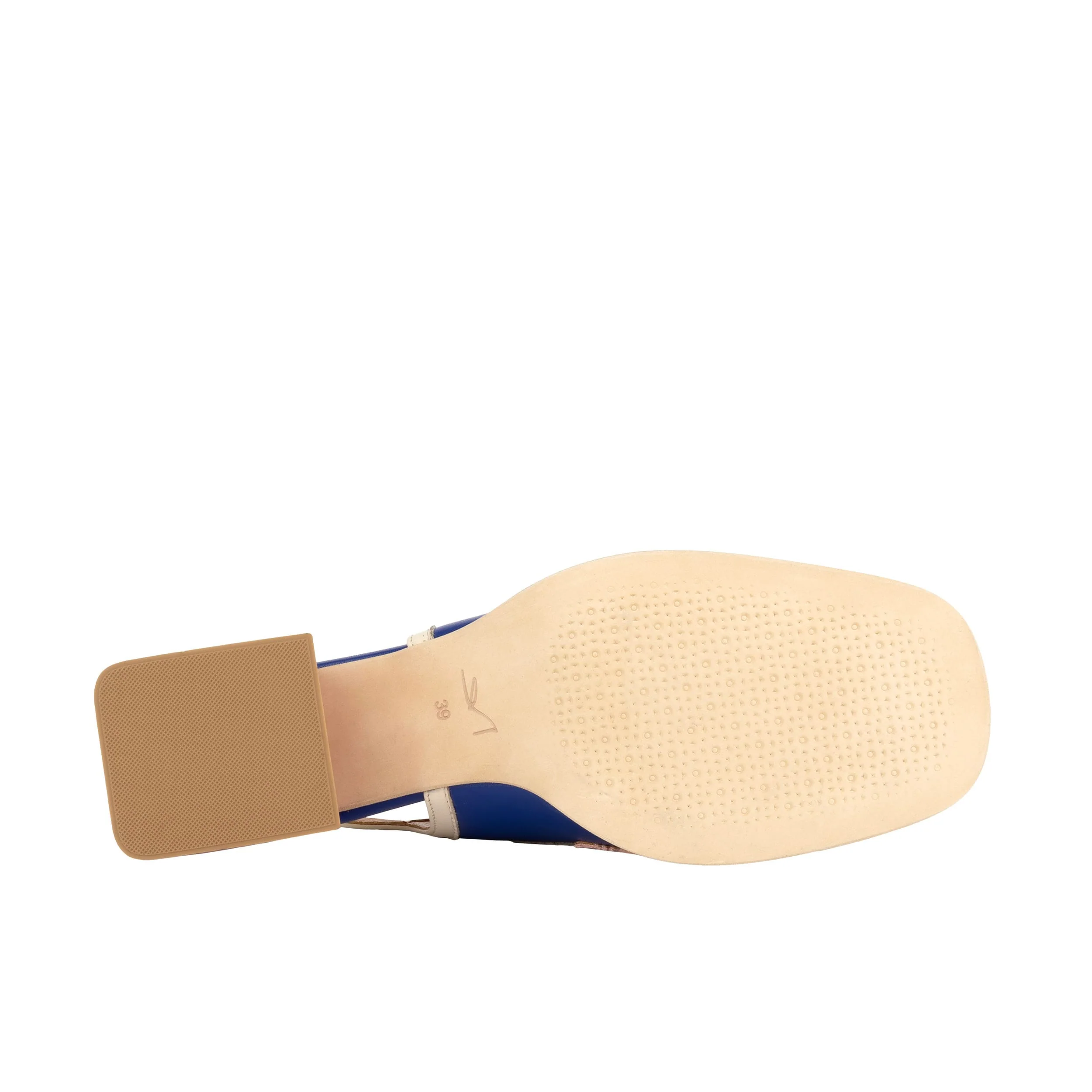 Diana - Blue & Cream & Pink - Women's block heel slingback leather pump - Image 6