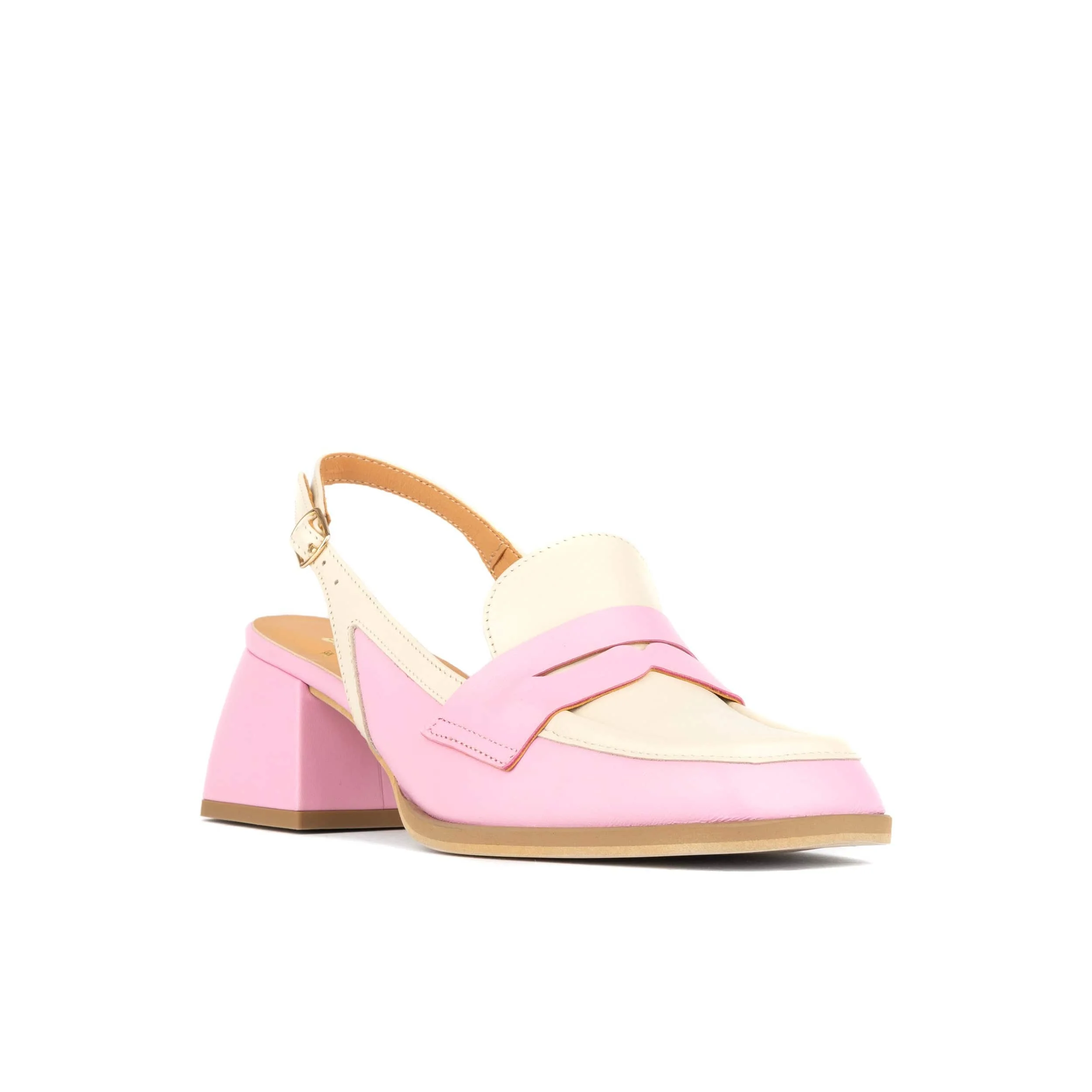 Diana - Pink & Pastel - Women's block heel slingback leather pump - Image 3