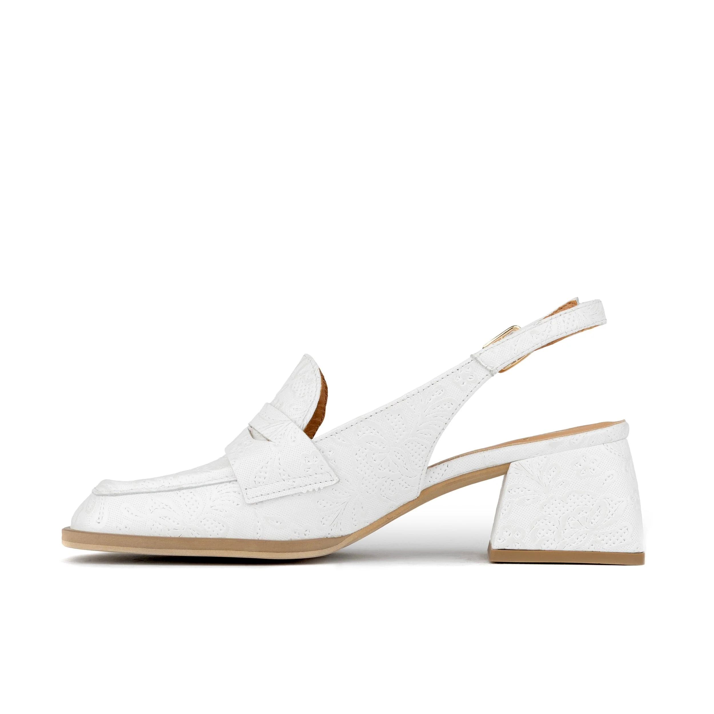 Diana - Wedding White - Women's block heel slingback leather pump - Image 3