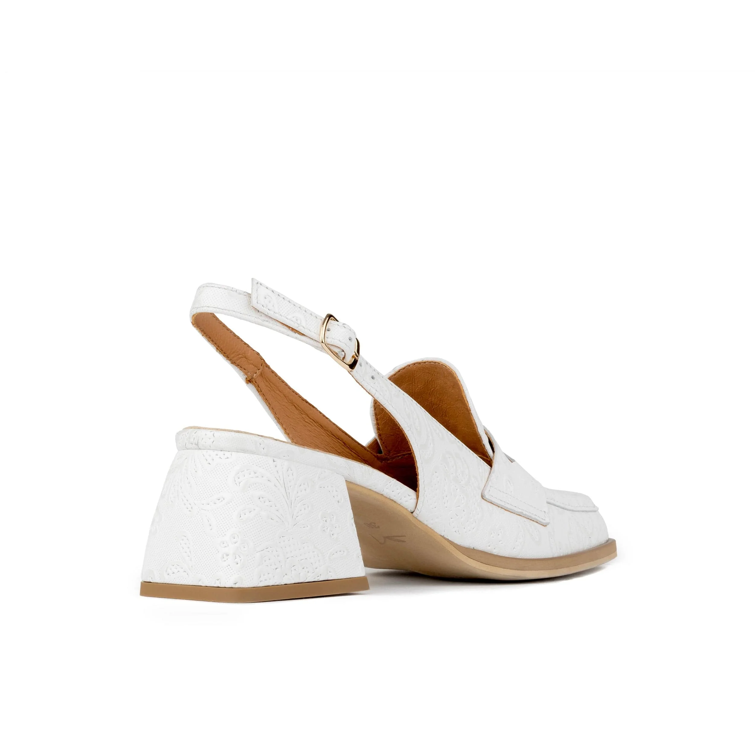 Diana - Wedding White - Women's block heel slingback leather pump - Image 4