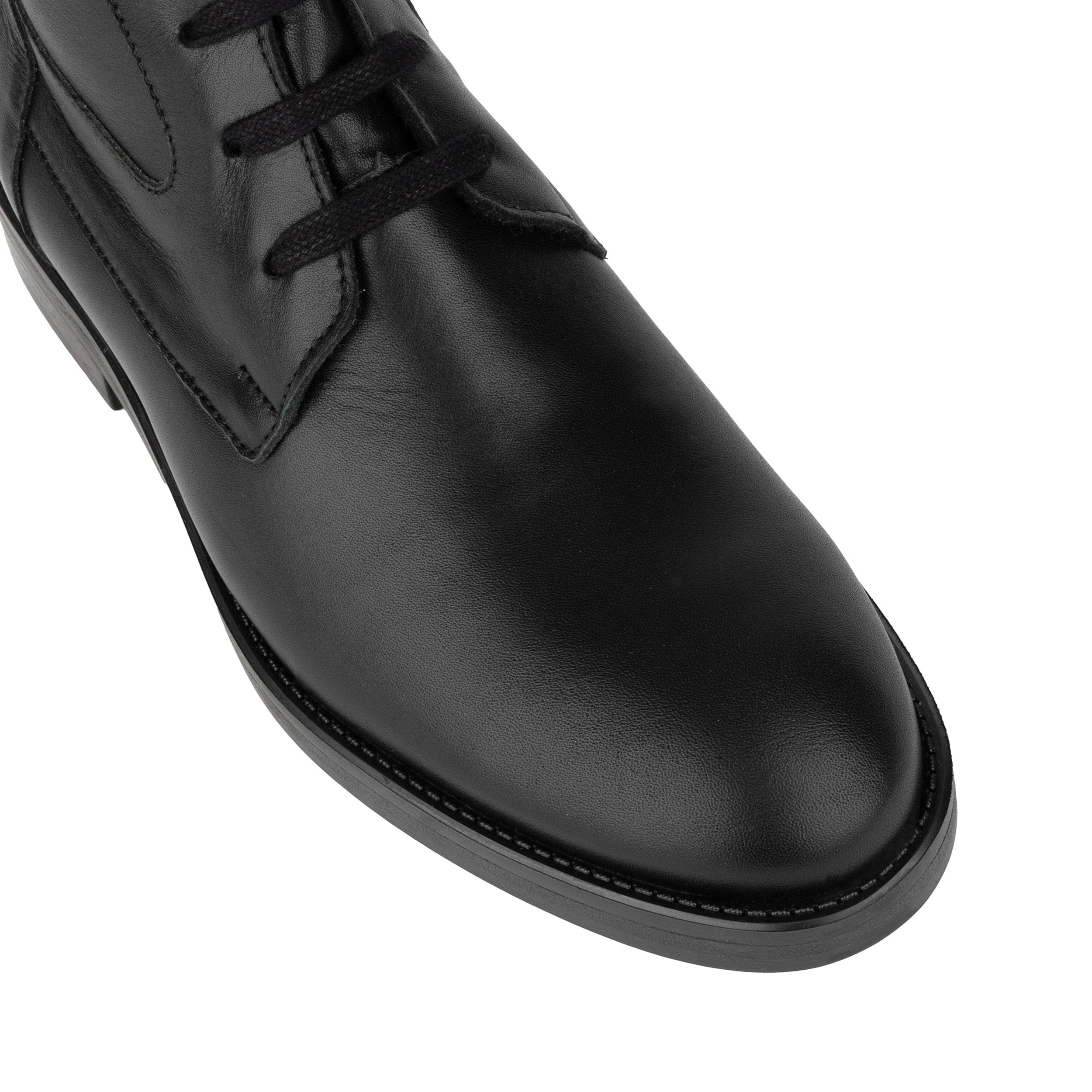 Didi Wool - Black - Women's leather lace-up and zip-up round toe combat boot - Image 7