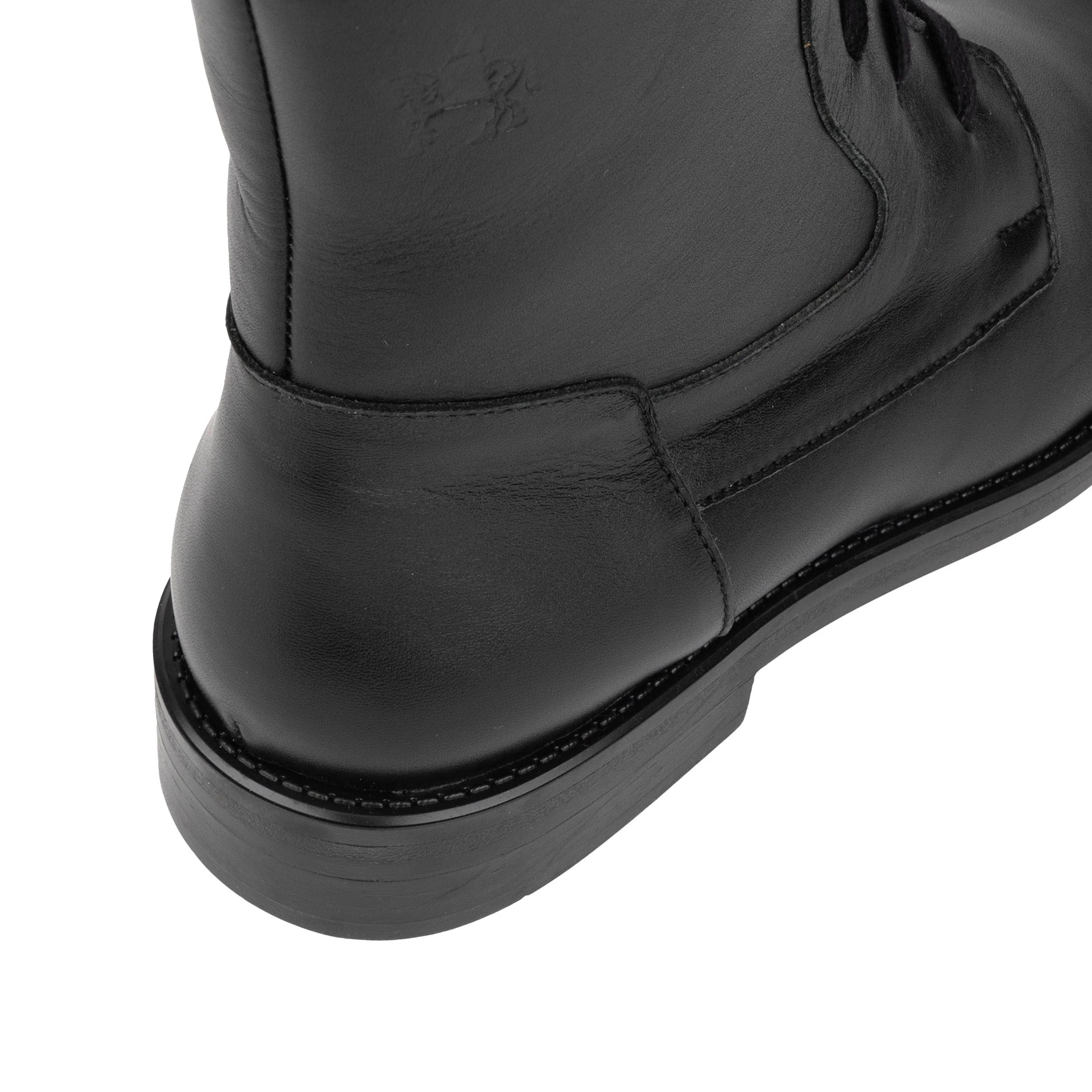 Didi Wool - Black - Women's leather lace-up and zip-up round toe combat boot - Image 8