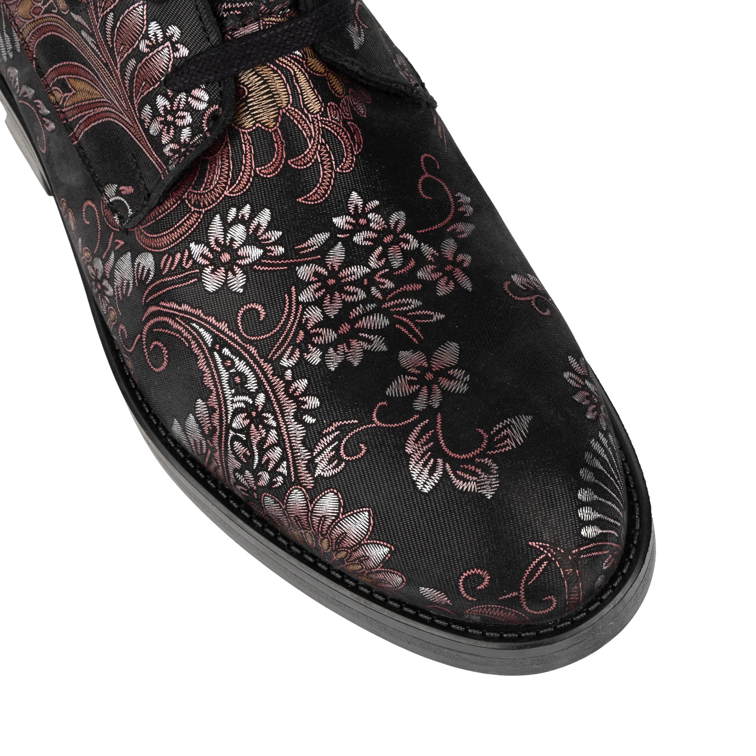 Didi Wool - Black & Burgundy - Women's leather lace-up and zip-up round toe combat boot - Image 7