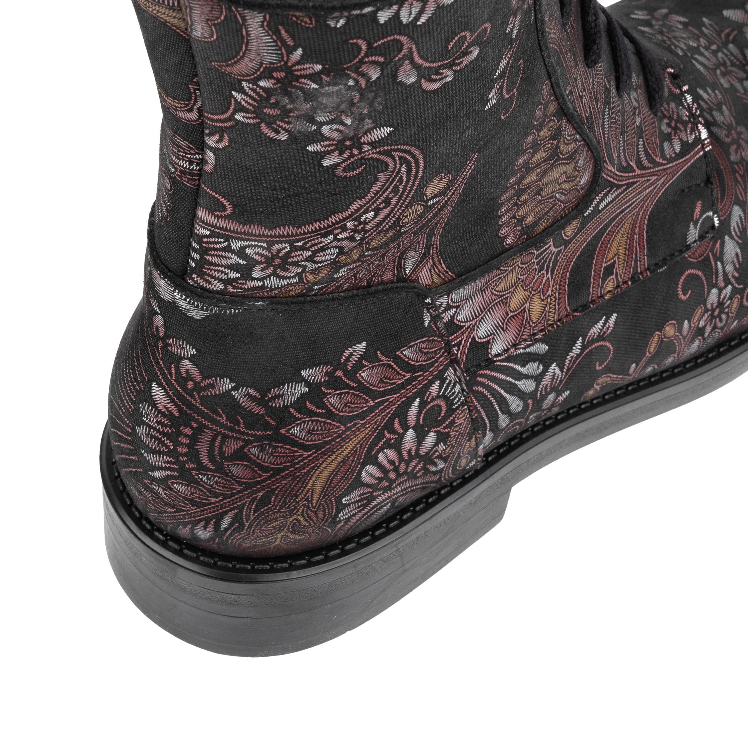 Didi Wool - Black & Burgundy - Women's leather lace-up and zip-up round toe combat boot - Image 8